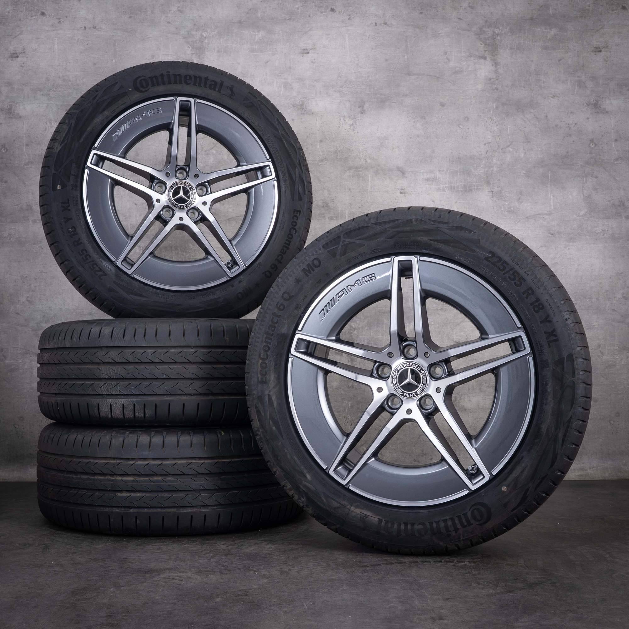 Original Mercedes Benz E-Klasse AMG Winterräder 18 Zoll W214 S214 Felgen A2144011700 himalaya grey glanzgedreht