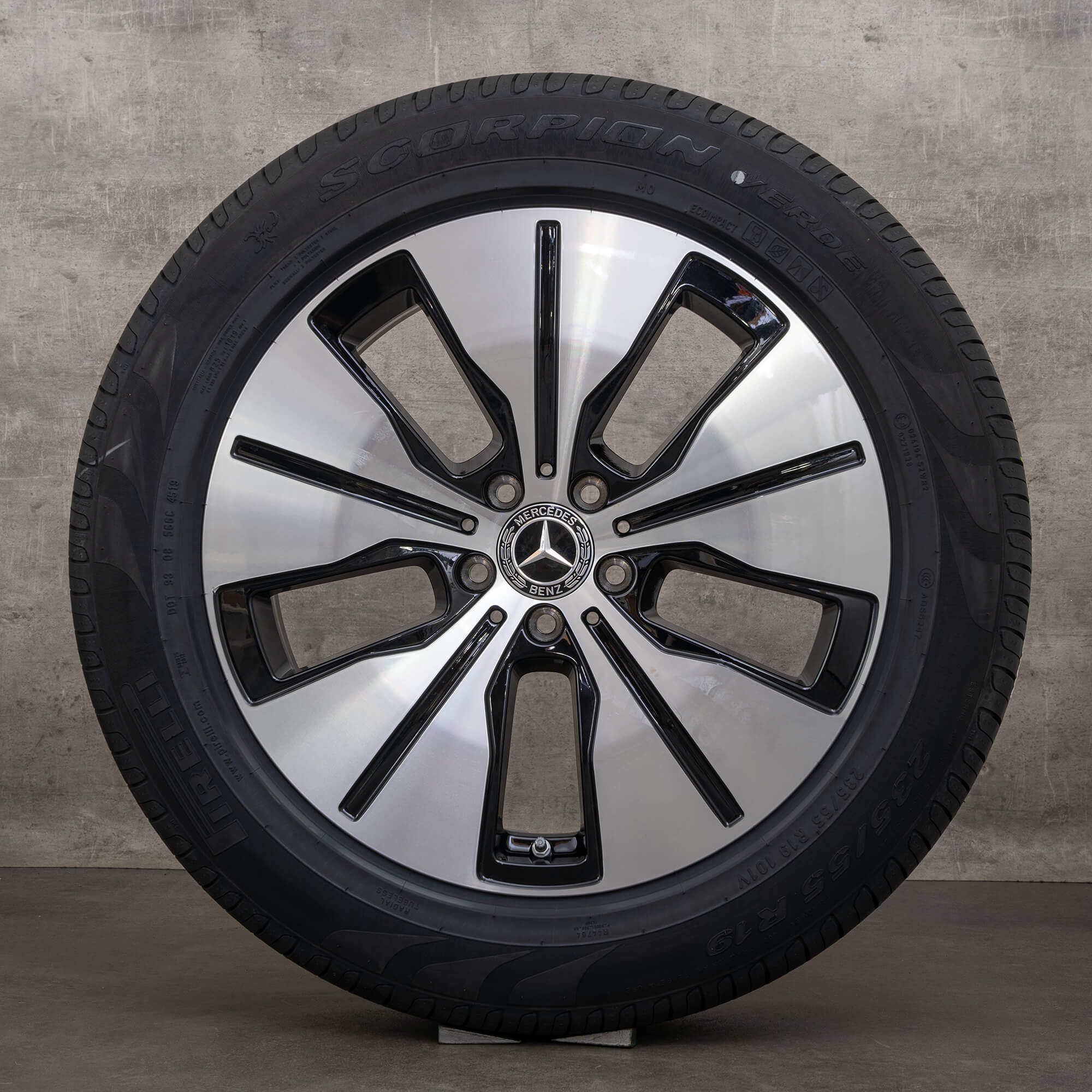 Oryginalne felgi Mercedes Benz EQC 19 cali N293 koła letnie A2934011200 A2934010100 czarne polerowane toczone