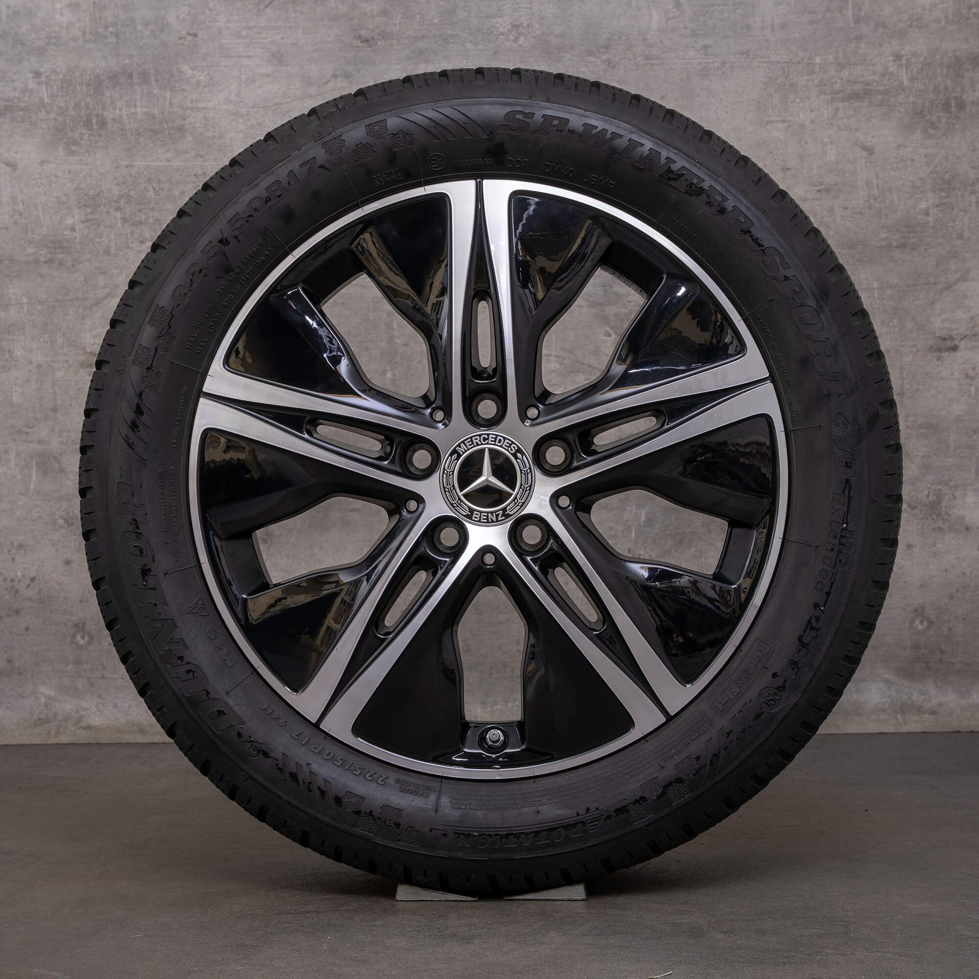 Original Mercedes Benz C-Klasse Winterräder 17 Zoll W205 S205 C205 A205 Felgen A2054019000 schwarz glanzgedreht