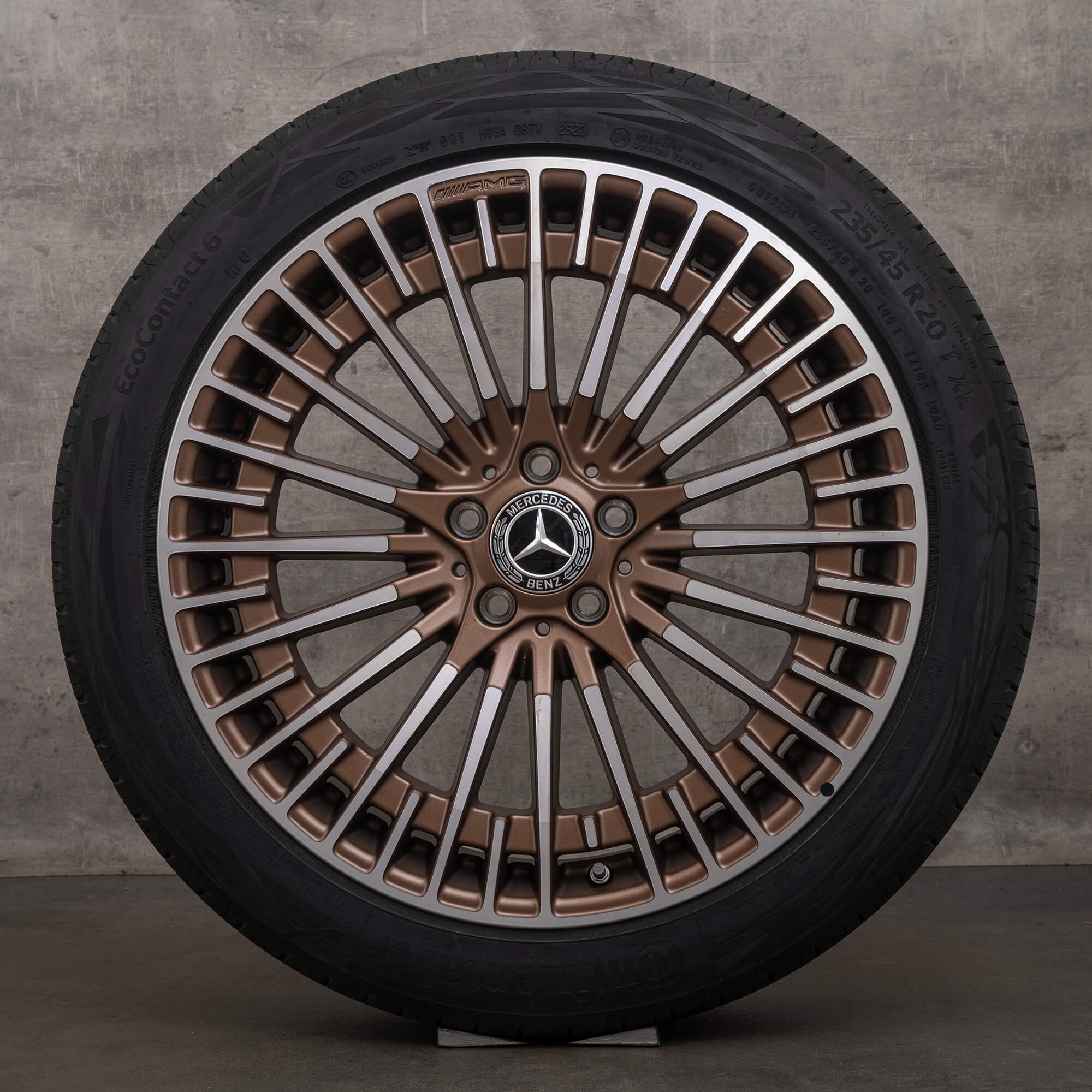 Oryginalne felgi AMG Mercedes EQA EQB 20 cali H243 X243 opony letnie A2434010600 brąz mat Polerowane