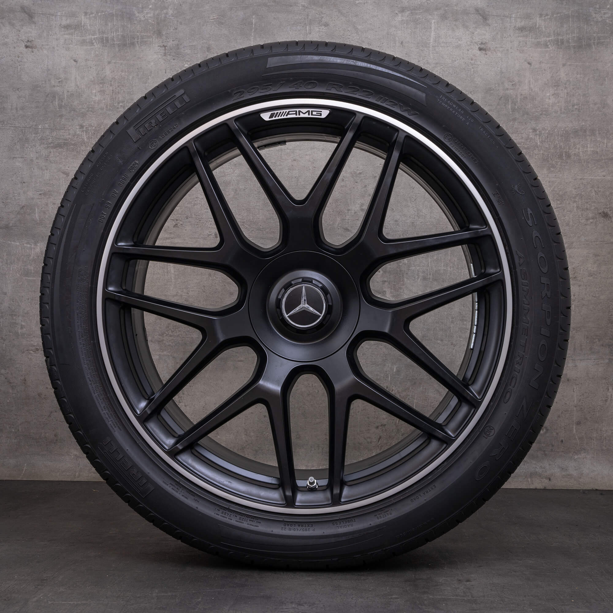 Original Mercedes Benz G-Klasse G 63 AMG Felgen 22 Zoll W465 W463A Sommerräder A4634012000 schwarz matt glanzgedreht
