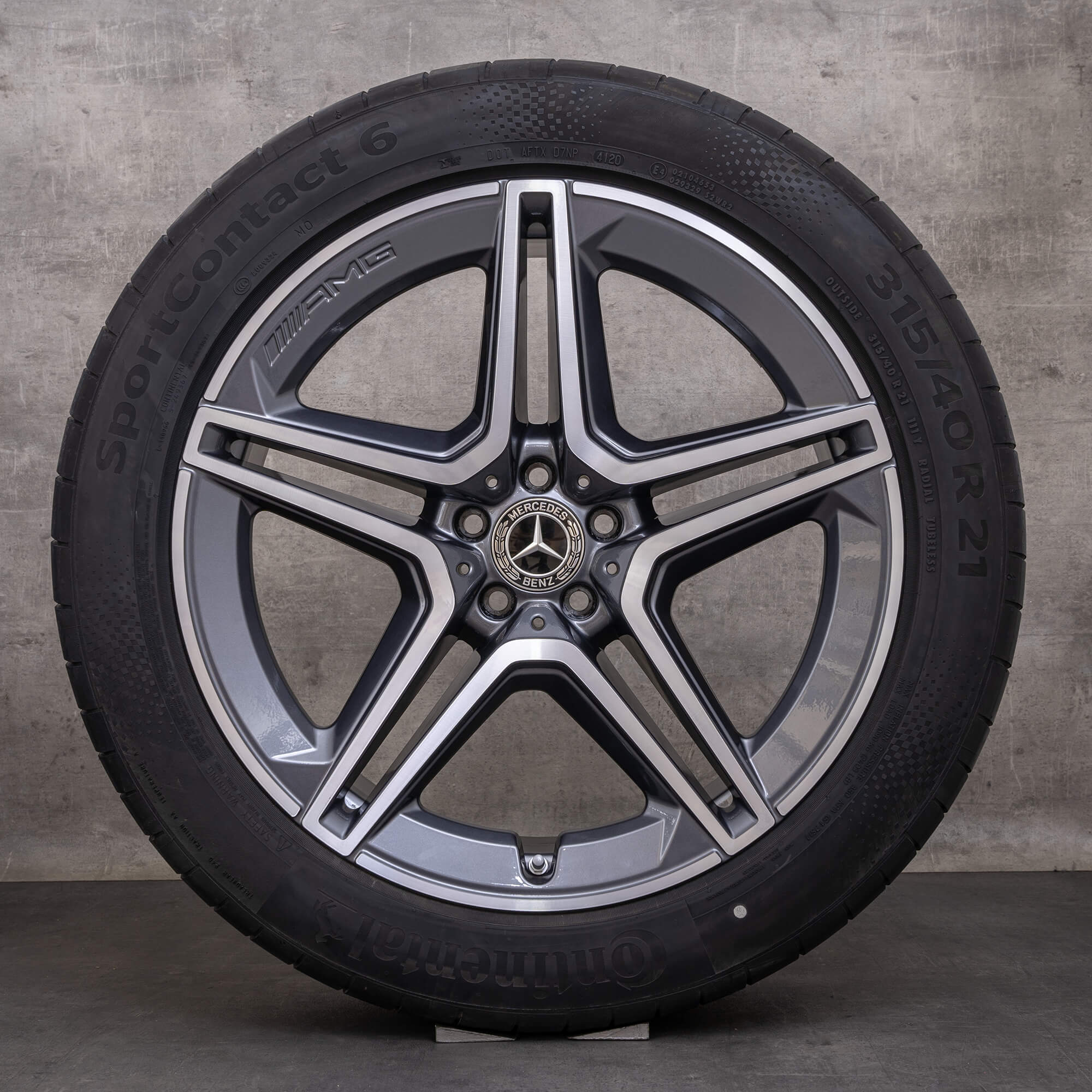 Original Mercedes Benz GLS & 63 AMG vinterhjul 21 tum W163 X167 fälgar A1674017300 A1674017400 himalaya grå glansig svarvad