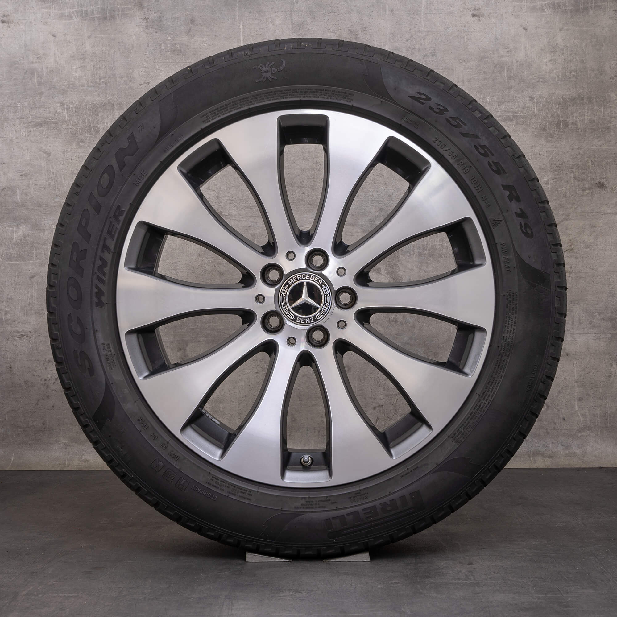 Orijinal Mercedes Benz GLC & 43 kış jant lastikleri 19 inç X253 C253 jantlar A2534012200 himalaya gri parlak tornalanmış