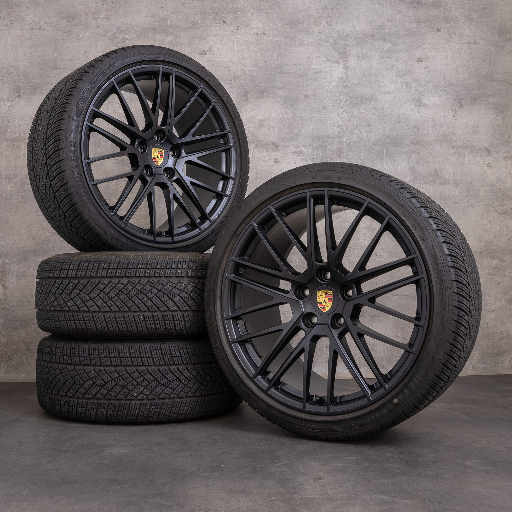 Originele Porsche 911 winterwielen 20 21 inch 992 Turbo & S Cabriolet velgen 992601025P 992601025Q zwart mat