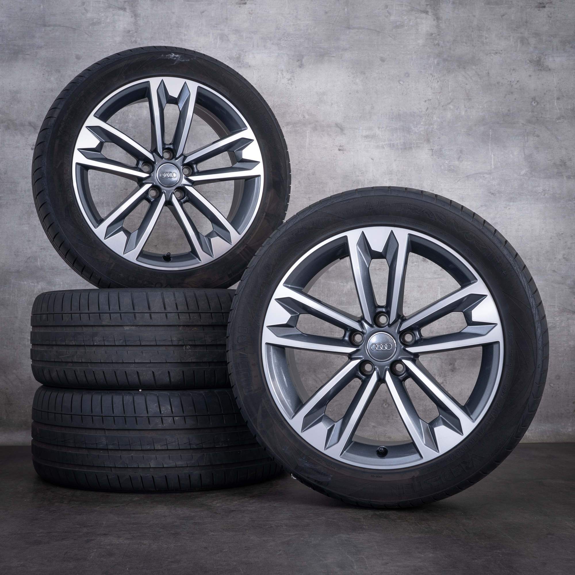 Originální disky Audi A4 18 palců 8W B9 Allroad letní kola 8W9601025C titanové přední diamond cut