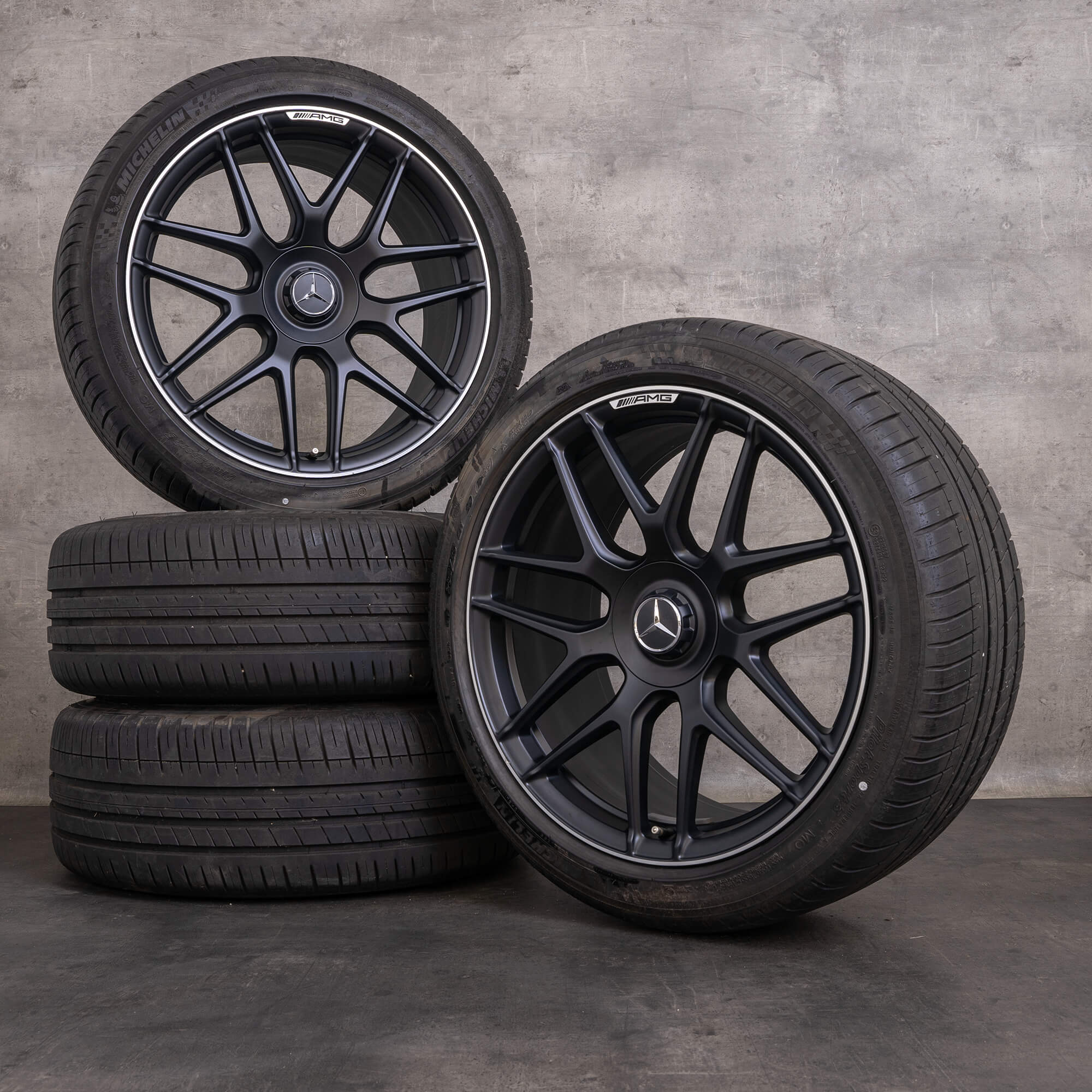 Orijinal Mercedes Benz S-Serisi S63 S65 AMG Jantlar 20 inç W222 C217 Yaz Jant Lastik A2224014200 A2224014300 siyah mat parlak kaplama