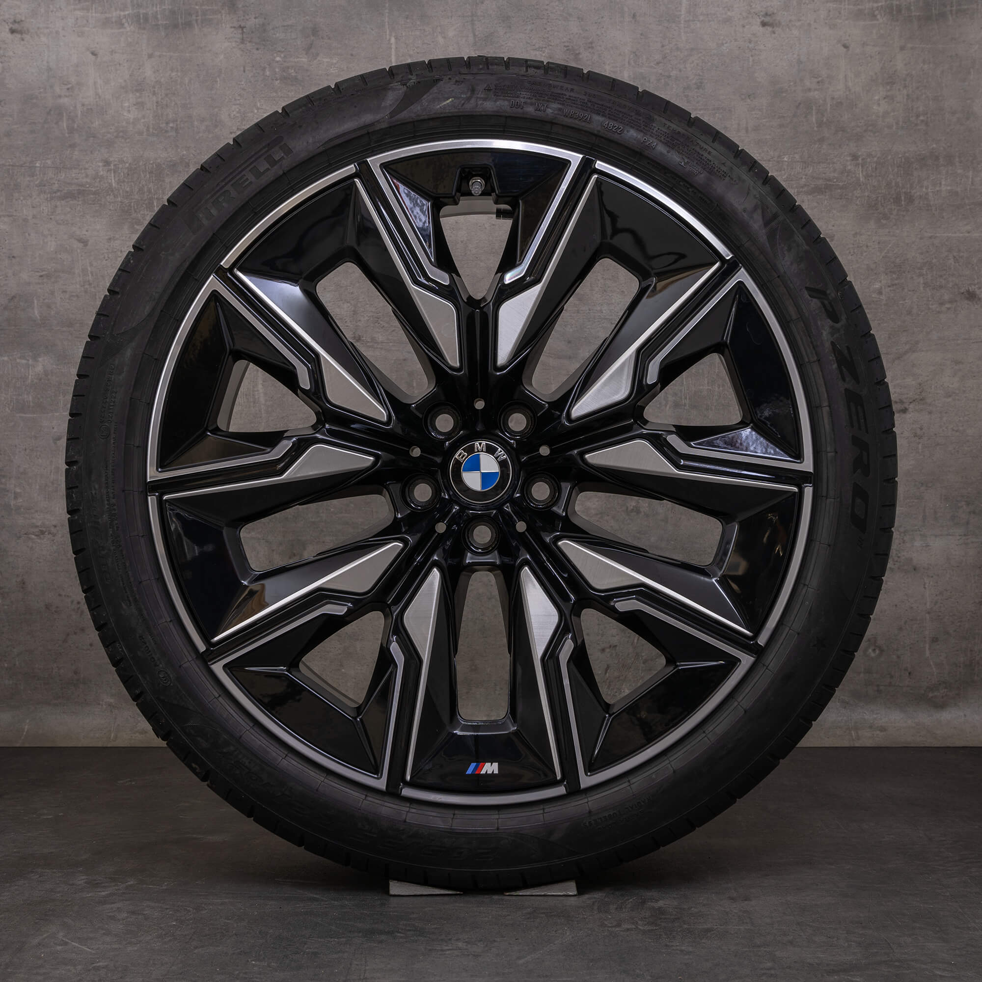 Originale BMW 7-serie i7 X3 fælge 21 tommer G70 G45 med sommerdæk styling 909 M 5A19DF4 5A19DF5 jet black glossy turned
