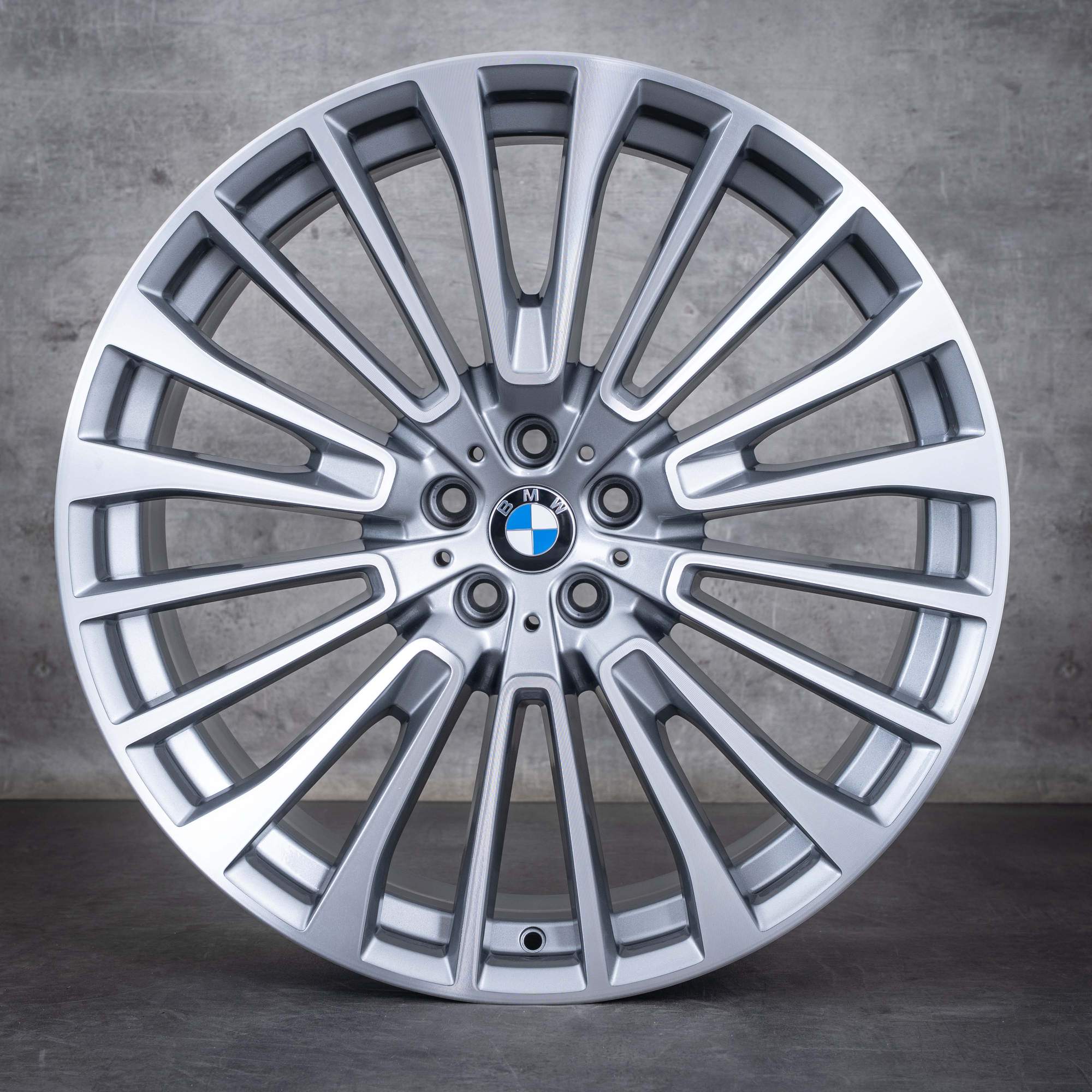 Originale BMW X7 felger 22 tommers G07 sommerhjul styling 757 6885144 6885463 jerngrå frontpolert