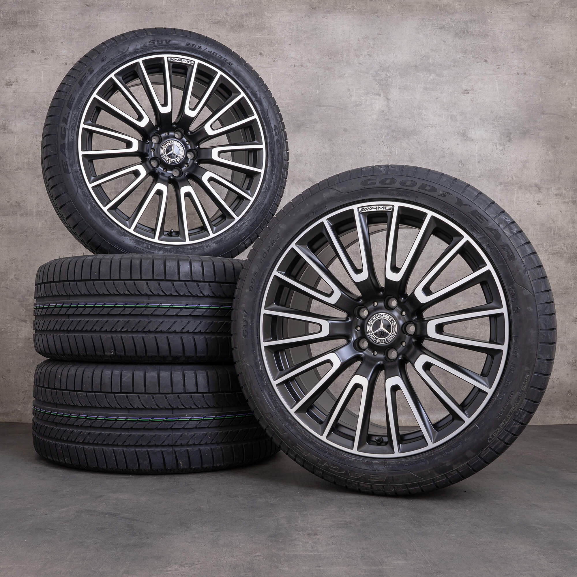 Original Mercedes Benz G-Klasse G 63 AMG Felgen 22 Zoll W465 W463A Sommerräder A4654011000 schwarz matt glanzgedreht NEU