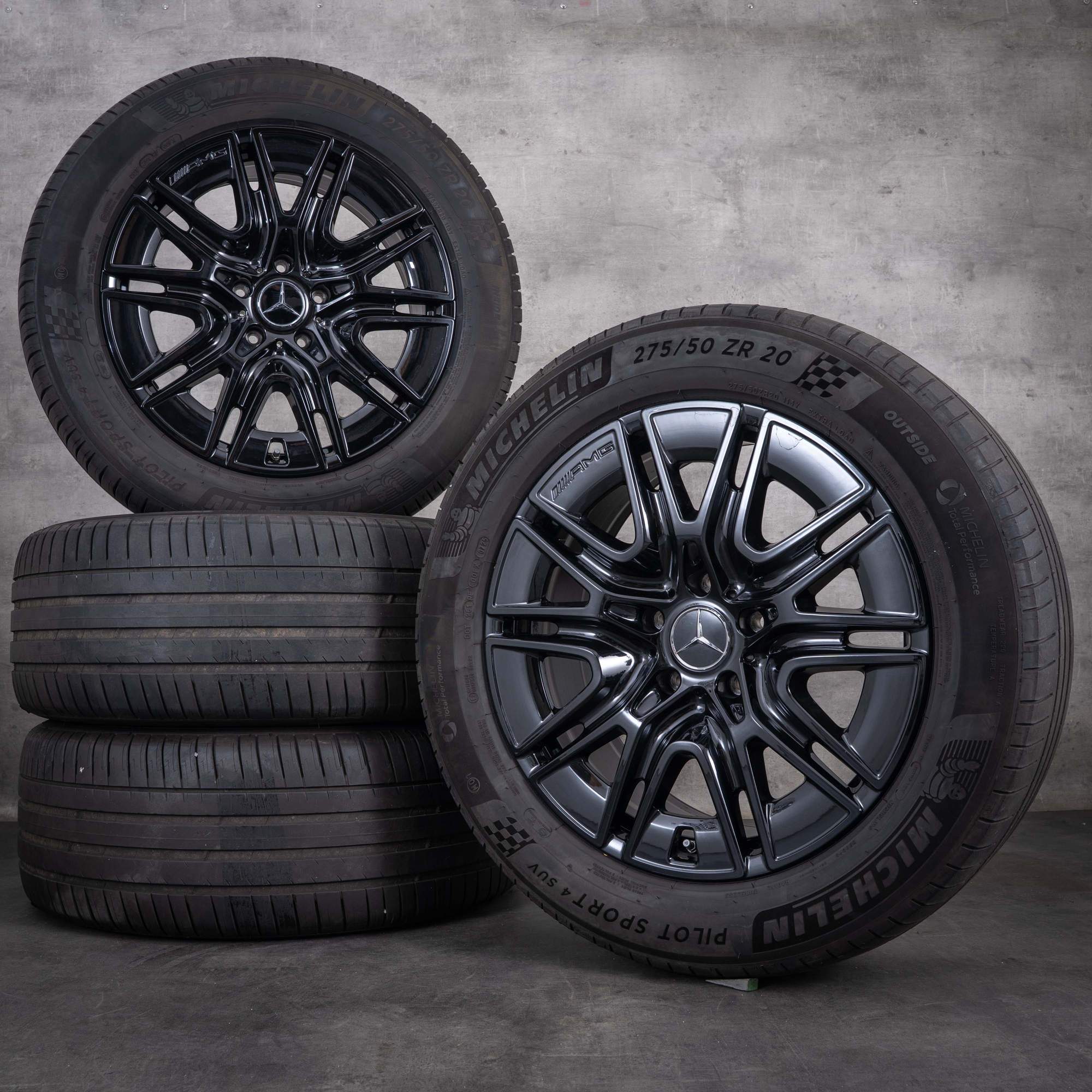 Jantes originais Mercedes-Benz Classe G de 20 polegadas W465 para pneus de verão A4654012300 pretas com acabamento diamantado