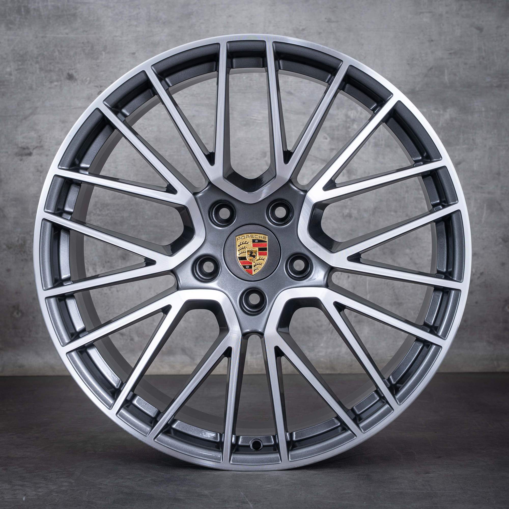 Original Porsche Cayenne Winterräder 21 Zoll 9YA Felgen RS Spyder 9Y0601025K 9Y0601025L titan glanzgedreht