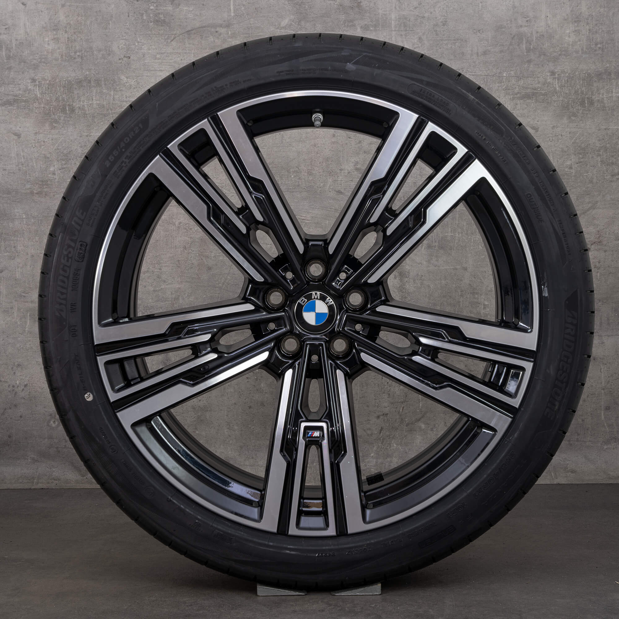 Jantes d'origine BMW Série 7 i7 21 pouces G70 Style été 908 M 5A19DF0 5A19DF1 noir brillant