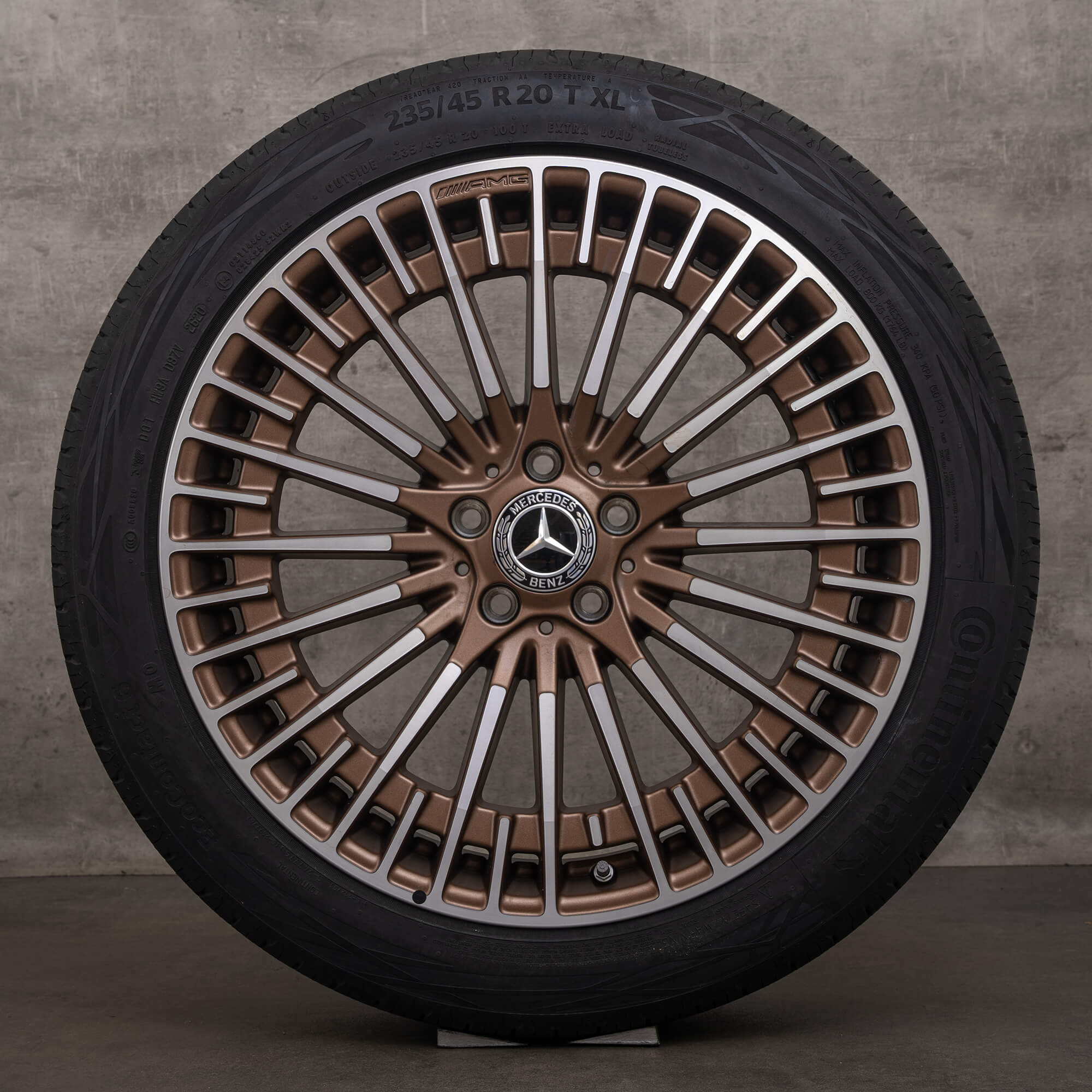 Oryginalne felgi AMG Mercedes EQA EQB 20 cali H243 X243 opony letnie A2434010600 brąz mat Polerowane