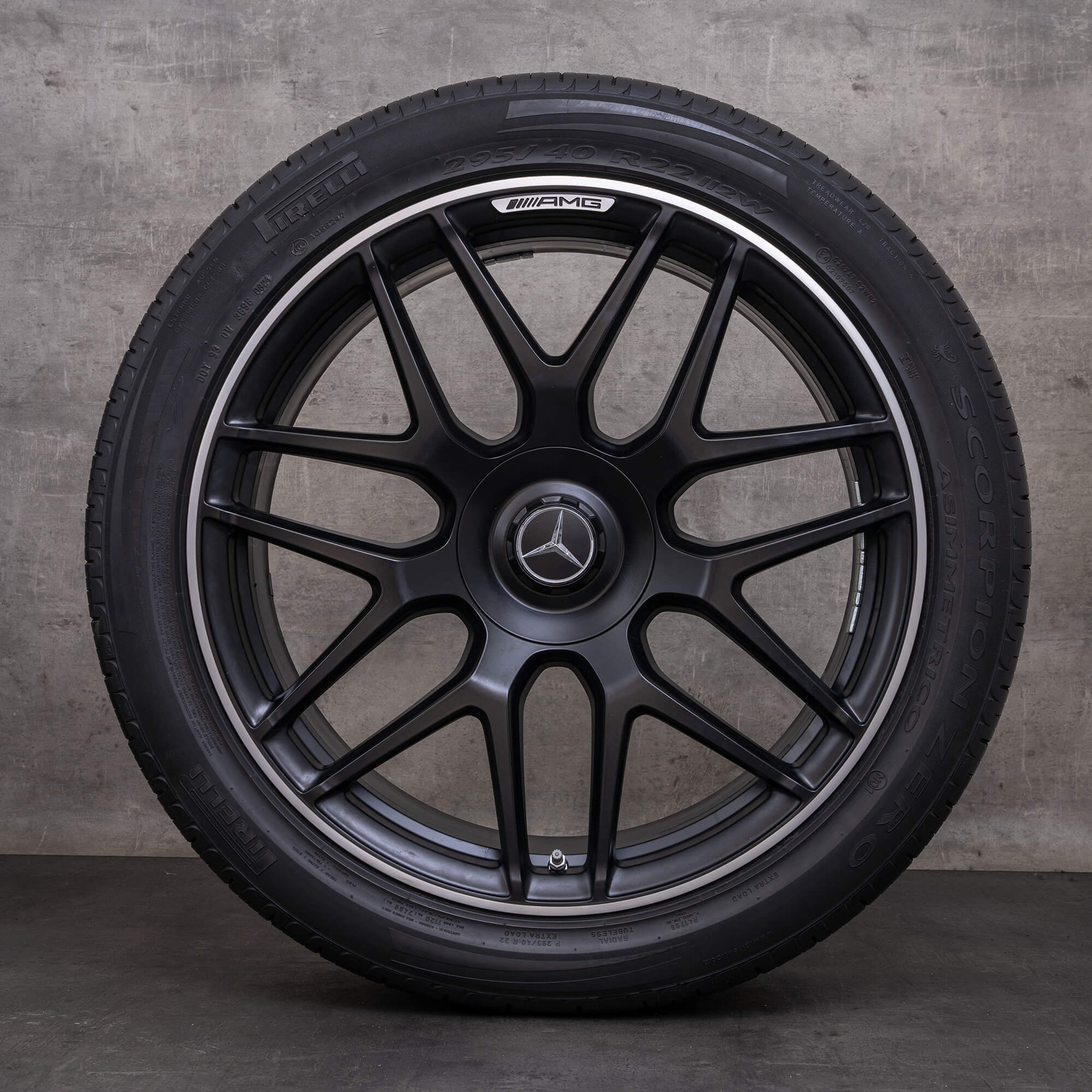 Original Mercedes Benz G-Klasse G 63 AMG Felgen 22 Zoll W465 W463A Sommerräder A4634012000 schwarz matt glanzgedreht