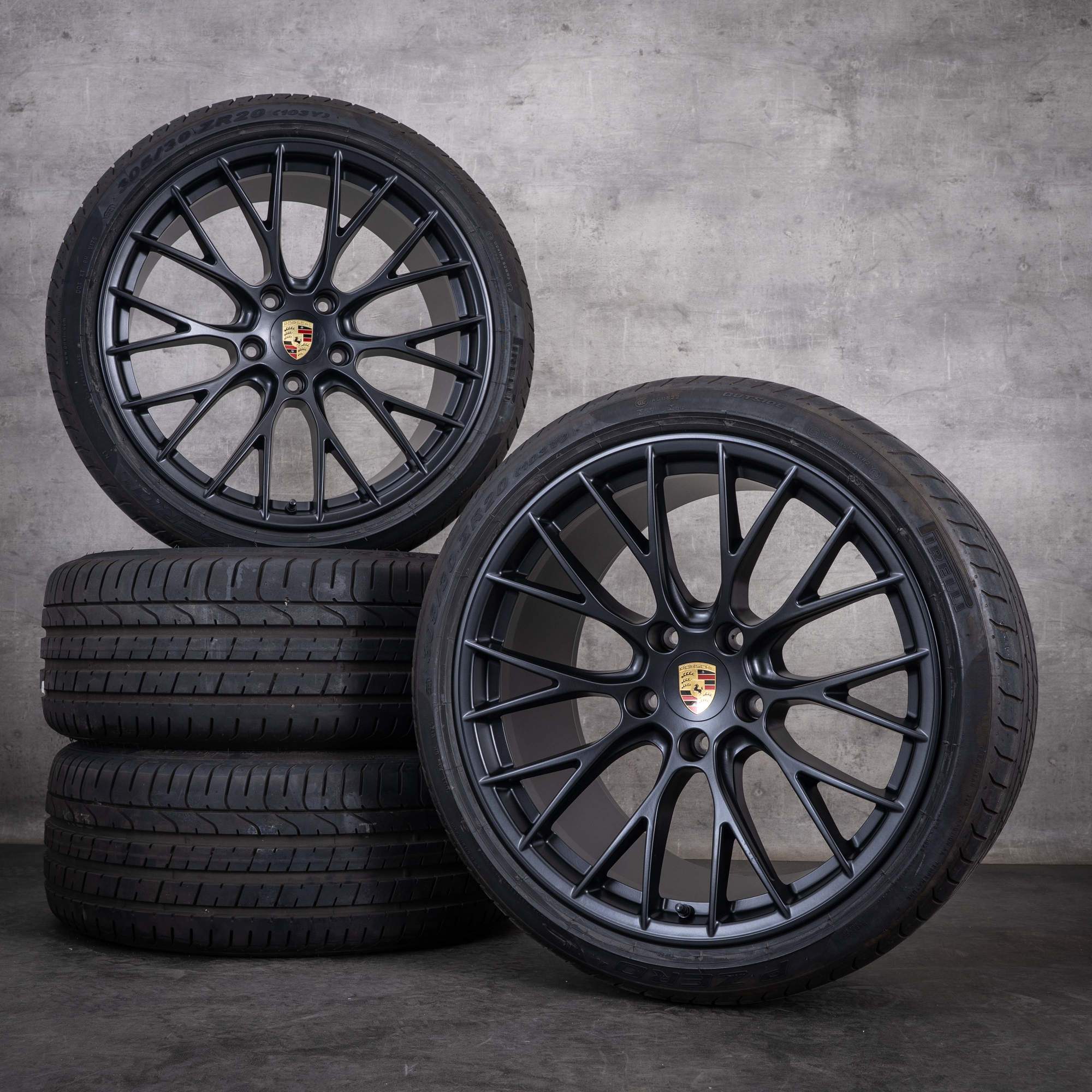 Oryginalne felgi Porsche 911 20 cali 991 II Carrera 4 i 4S – opony letnie 99136271200 99136276005 matowa czerń