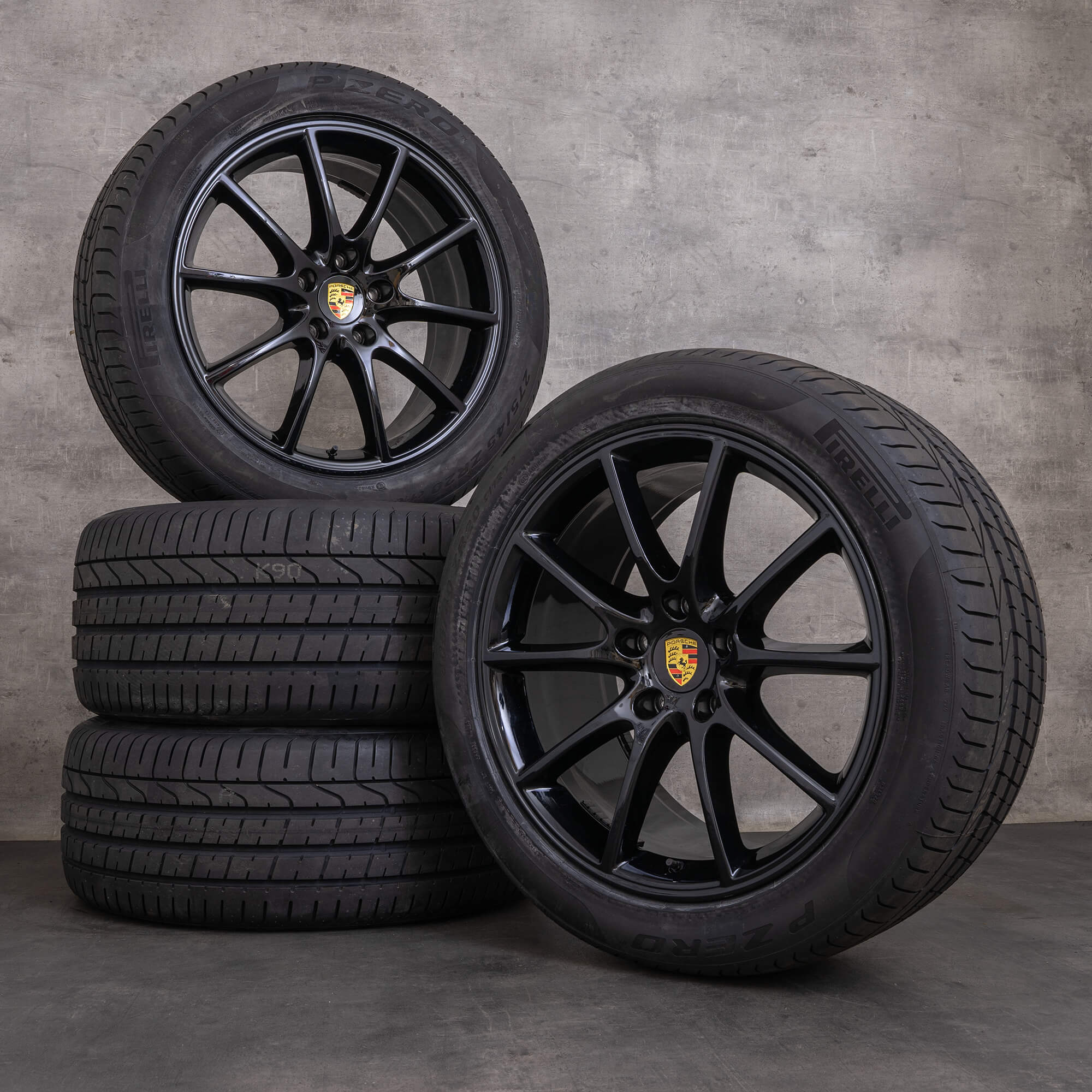 Originale Porsche Cayenne Coupe 9YA hjul 20 tommers sommerhjul 9Y0601025BD 9Y3601025AB svart blank