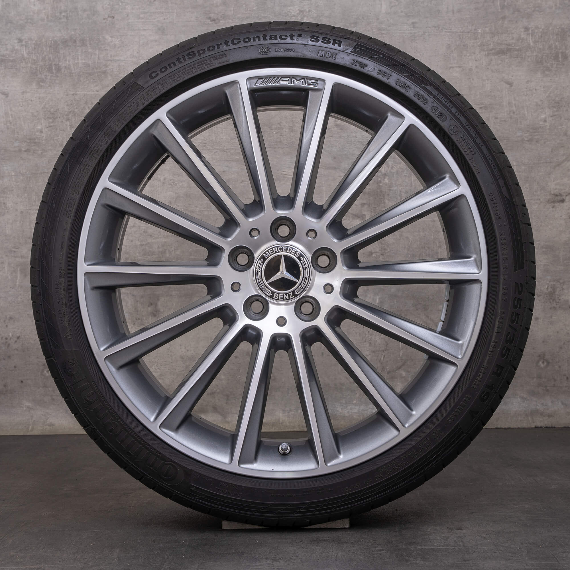 Alkuperäinen Mercedes Benz C-luokan vanteet 19 tuuman W205 S205 C205 A205 kesäpyörät A2054011300 A2054011400 himalajanharmaa kiiltävä käännetty