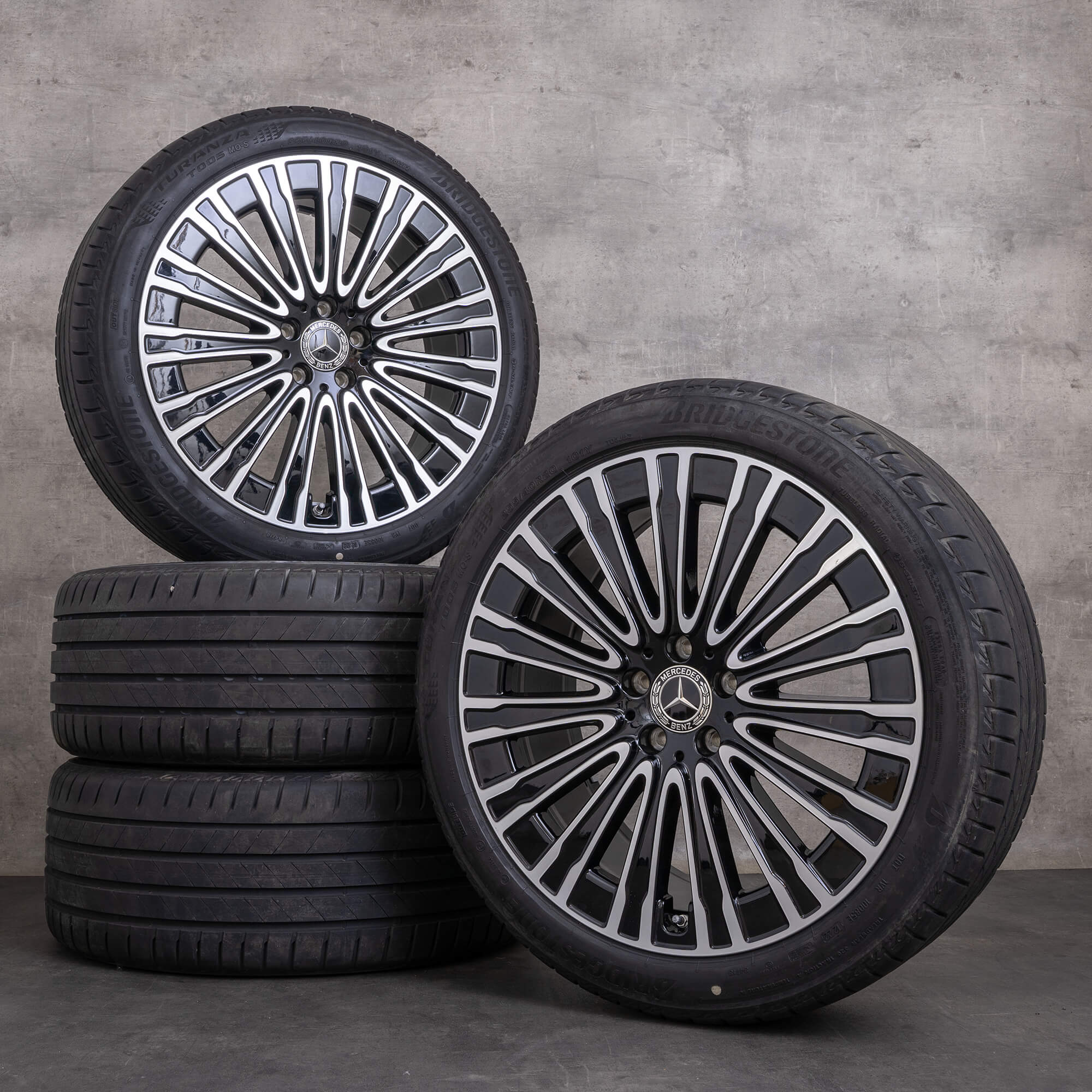 Ægte Mercedes Benz EQE fælge 20 tommer V295 sommerhjul A2954011900 sort blank drejet