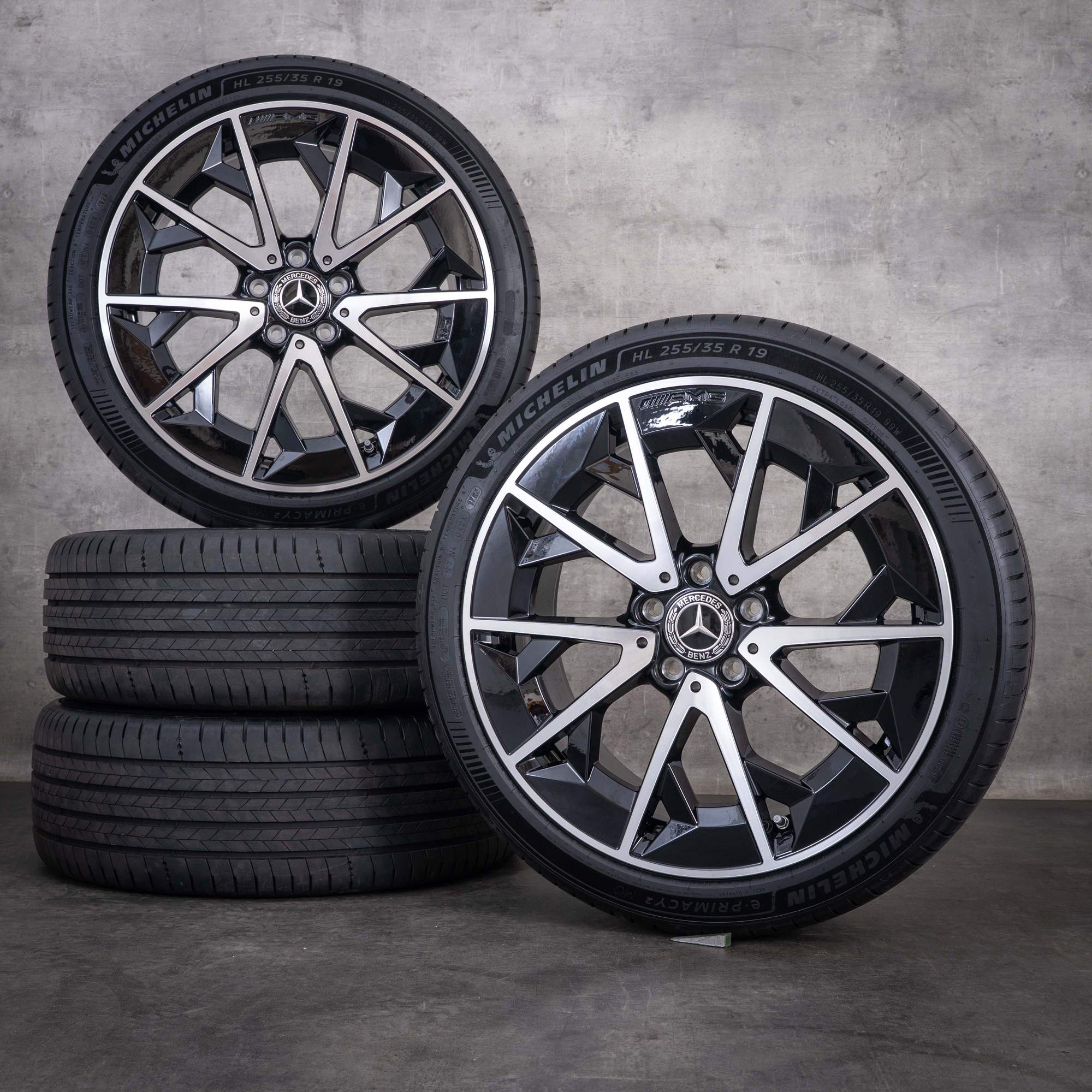 Jante originale Mercedes-Benz CLA EQ AMG de 19 inci X174 C174 250+ 350 4Matic pentru anvelope de vară A1744011400 A1744011500 negre diamantate