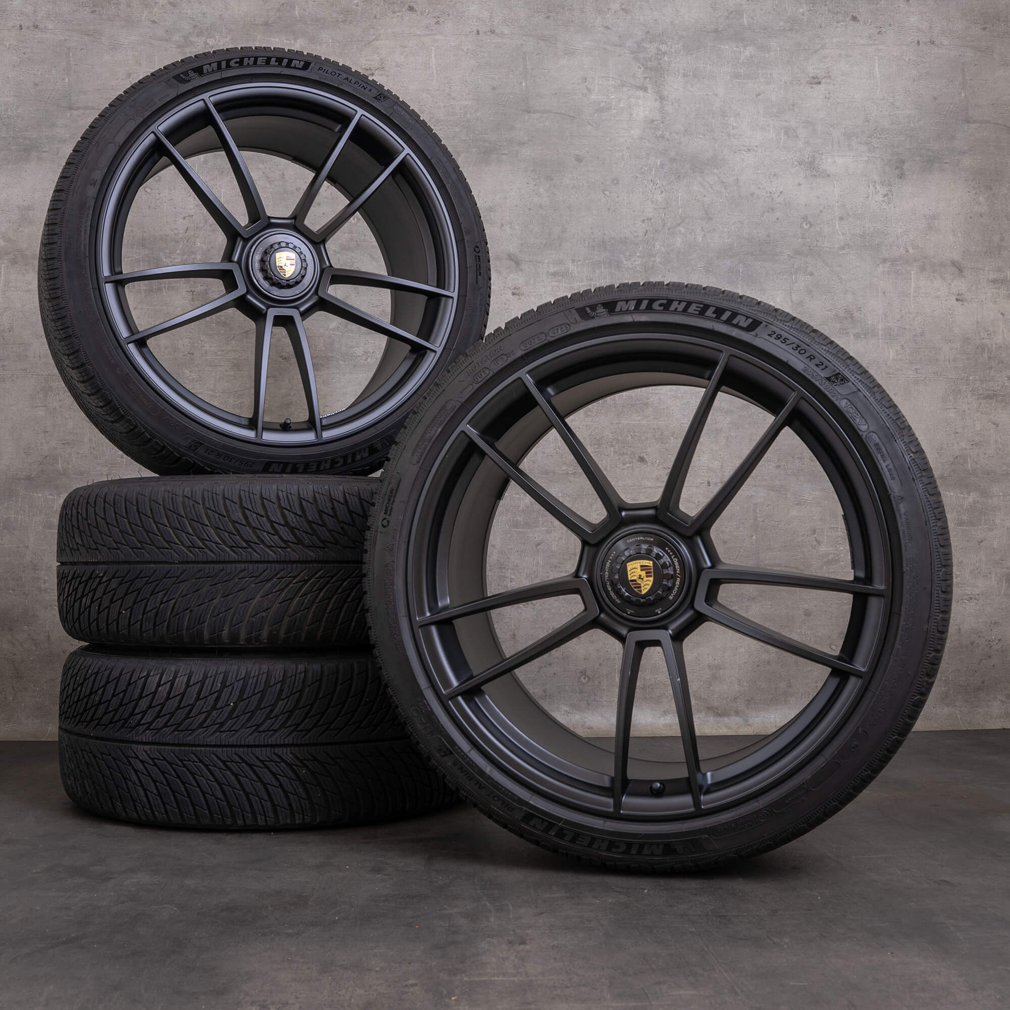 OEM Porsche 911 snow tire packages 20 21 inch 992 I Turbo & S Convertible Rims 992601025AB 992601025AC black satin finish