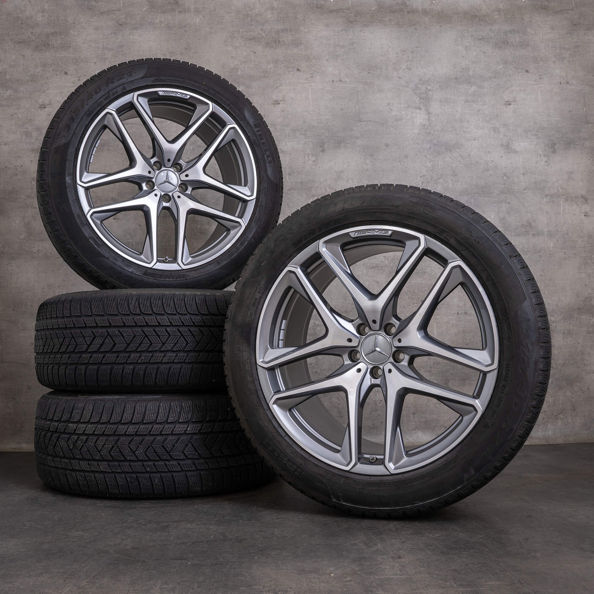 Orijinal Mercedes Benz GLE 53 63 AMG 4Matic+ kış jant lastik 21 inç X167 C167 Hibrit jantlar A1674014200 A1674014300 himalaya gri parlak tornalanmış