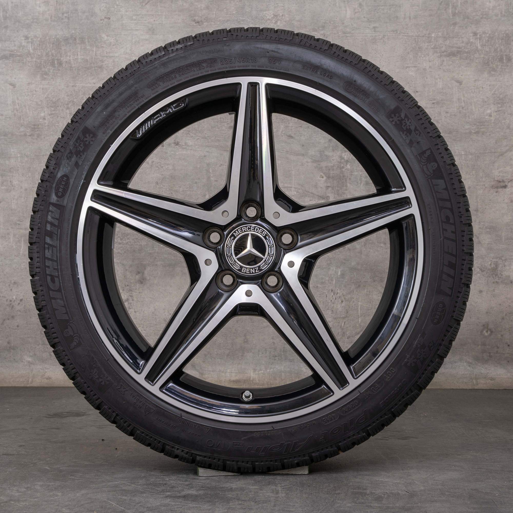 Alkuperäiset Mercedes Benz C-sarjan AMG C43 C450 Sport talvirenkaat 18 tuuman W205 S205 C205 A205 vanteet A2054014800 A2054011100 musta Kiillotettu