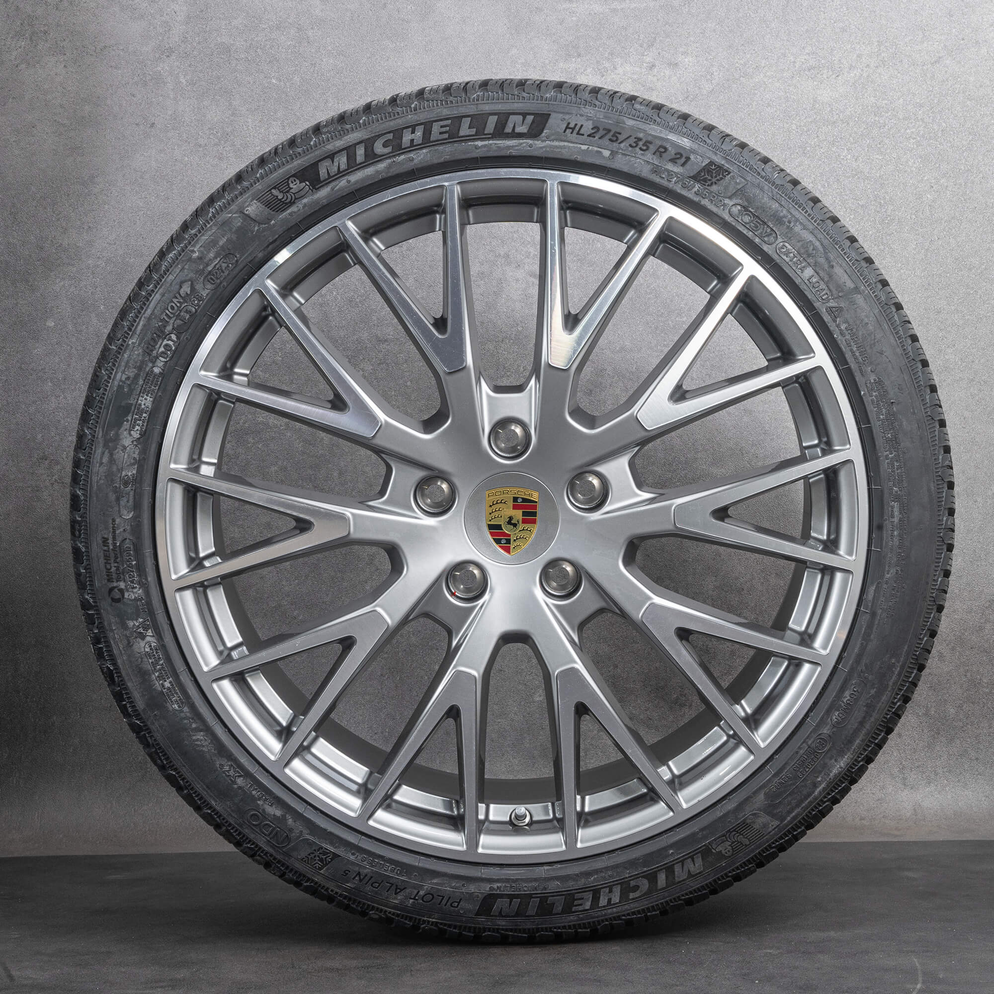 Oryginalne koła zimowe Porsche Panamera 21 cali 976 felgi 976601025AB 976601025AA platynowe srebrne