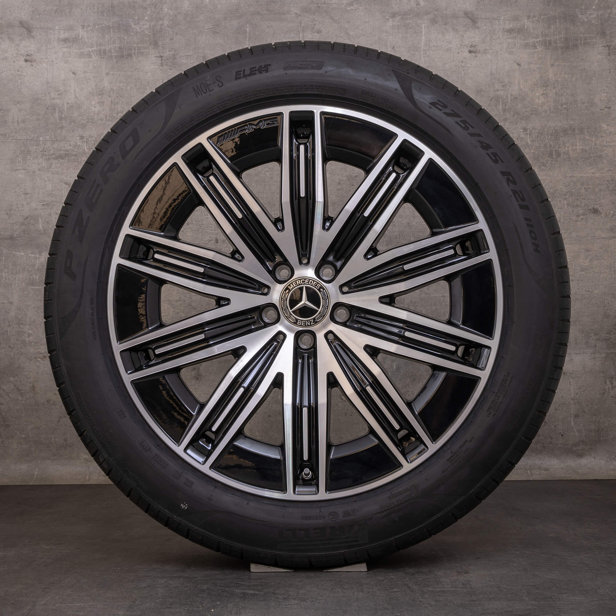 Oryginalne felgi Mercedes Benz EQS AMG 21 cali X296 letnie koła A2964011600 czarne polerowane toczone
