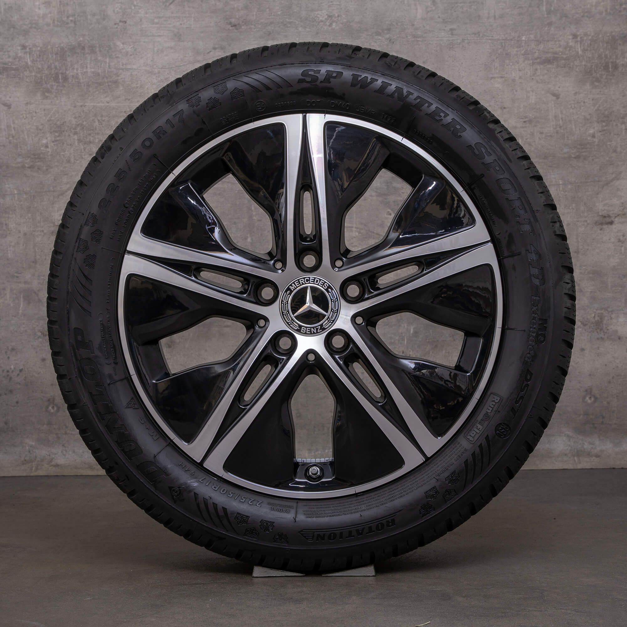 Original Mercedes Benz C-Klasse Winterräder 17 Zoll W205 S205 C205 A205 Felgen A2054019000 schwarz glanzgedreht