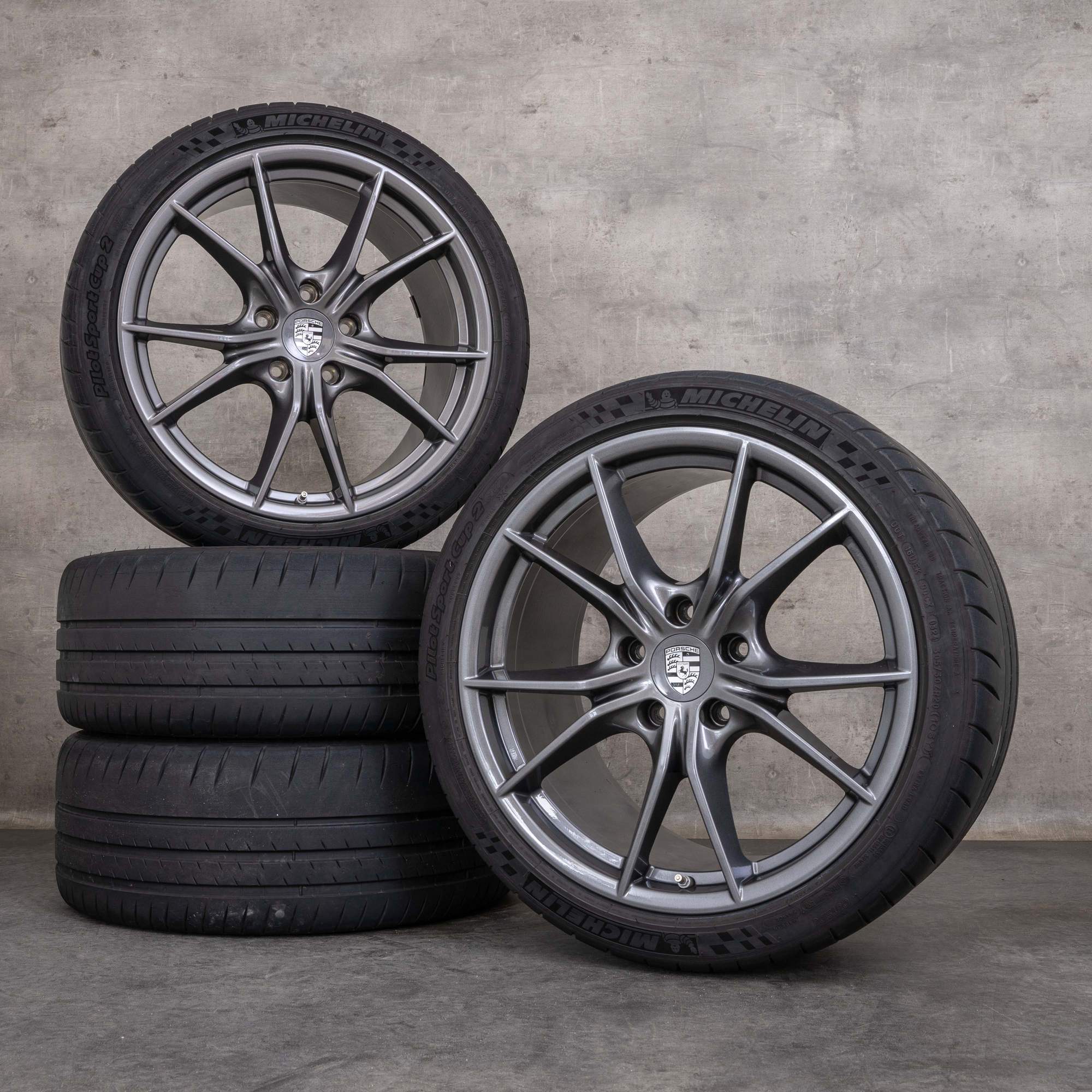 Alkuperäiset Porsche 991 II vanteet 20 tuuman C2 Carrera T kesäpyörät 99136271000 99136276000 titaanikiilto