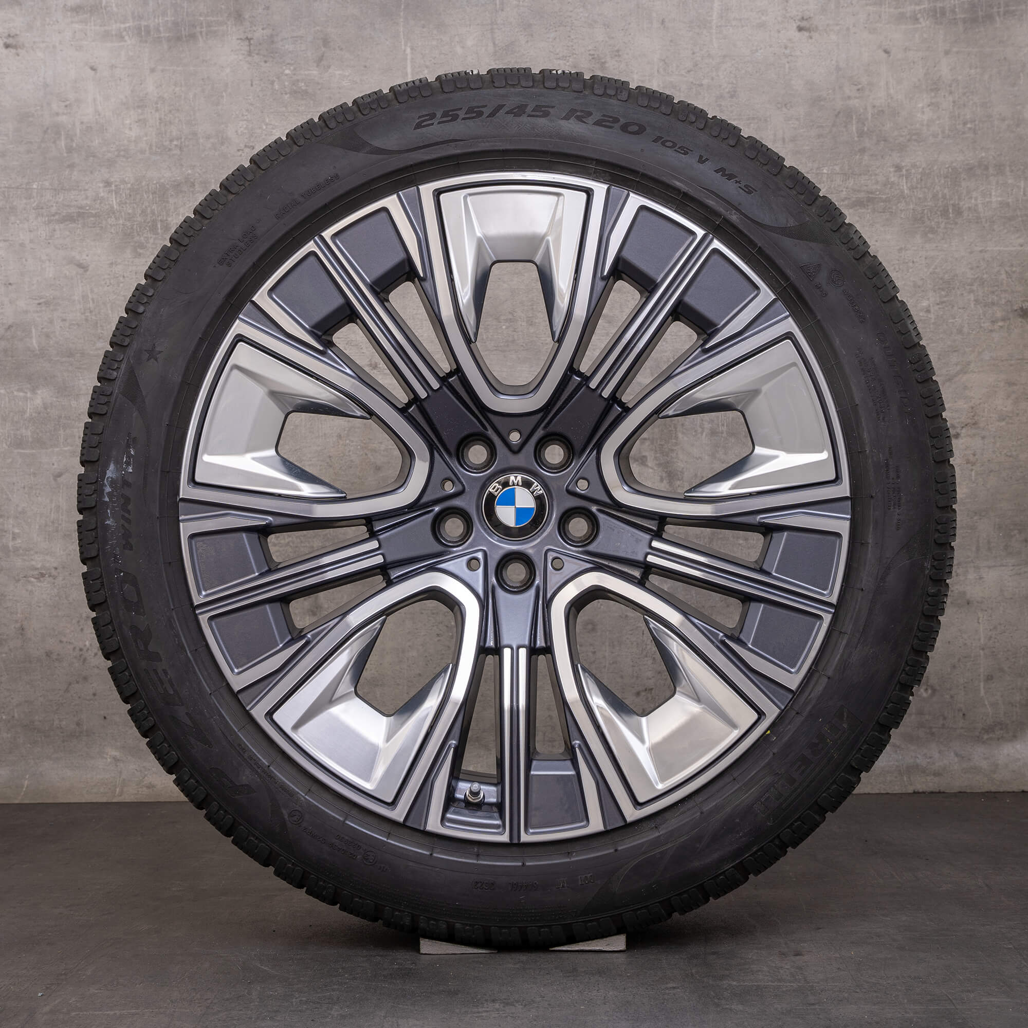 Alkuperäiset BMW 7-sarjan i7 X3 talvirenkaat 20 tuuman G70 G45 vanteet 5A19DE6 5A19DE7 muotoilu 906 aerodynamiikka gunmetal grey kiillotettu
