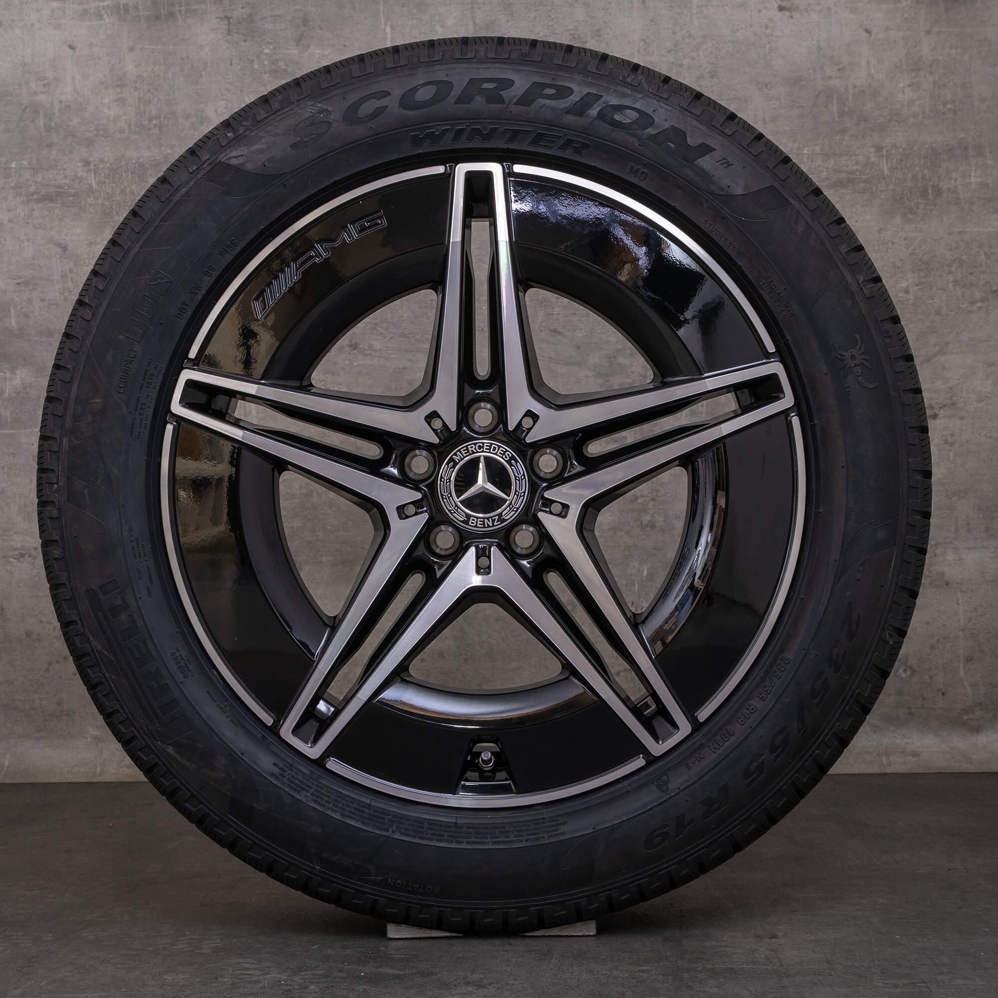 Oryginalne koła zimowe Mercedes Benz EQC AMG 19 cali felgi N293 A2934011500 A2934011600 czarne polerowane toczone