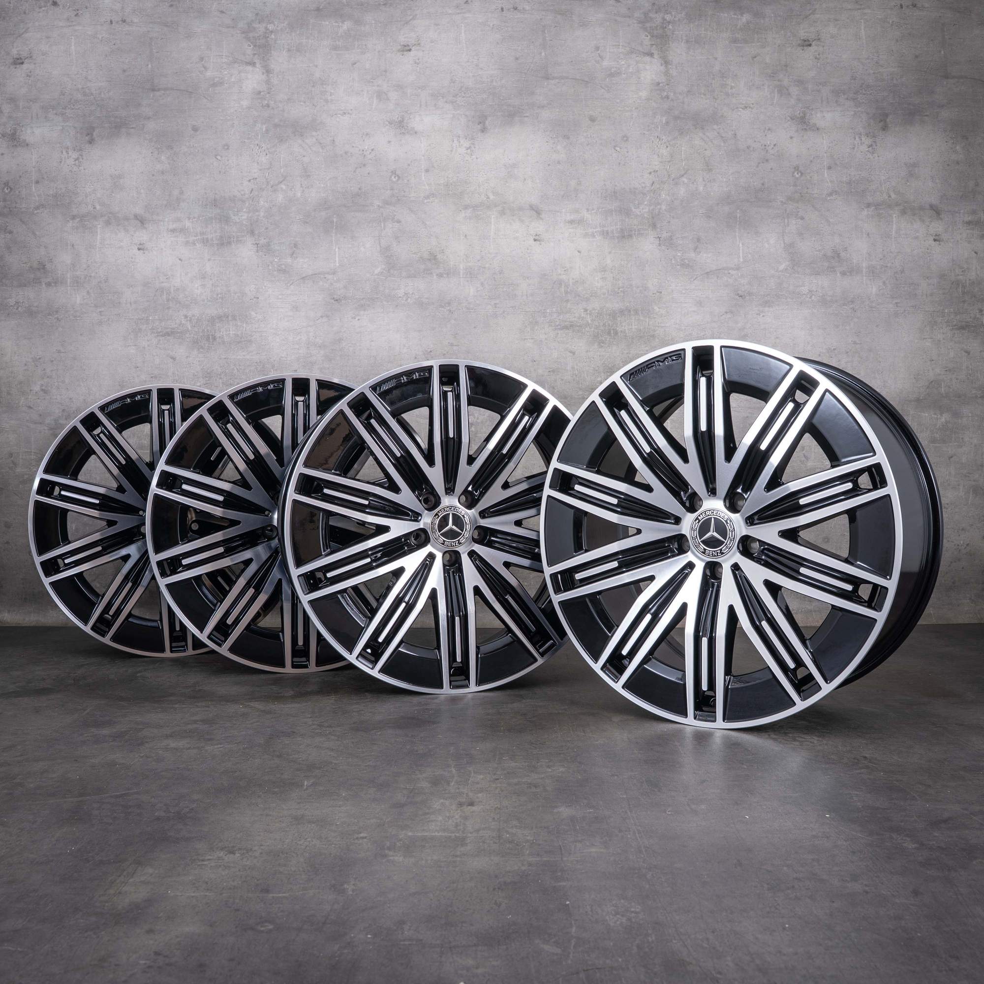 OEM Mercedes-Benz EQE AMG 21inch SUV rims X294 A2944011200 Black diamond cut NEW