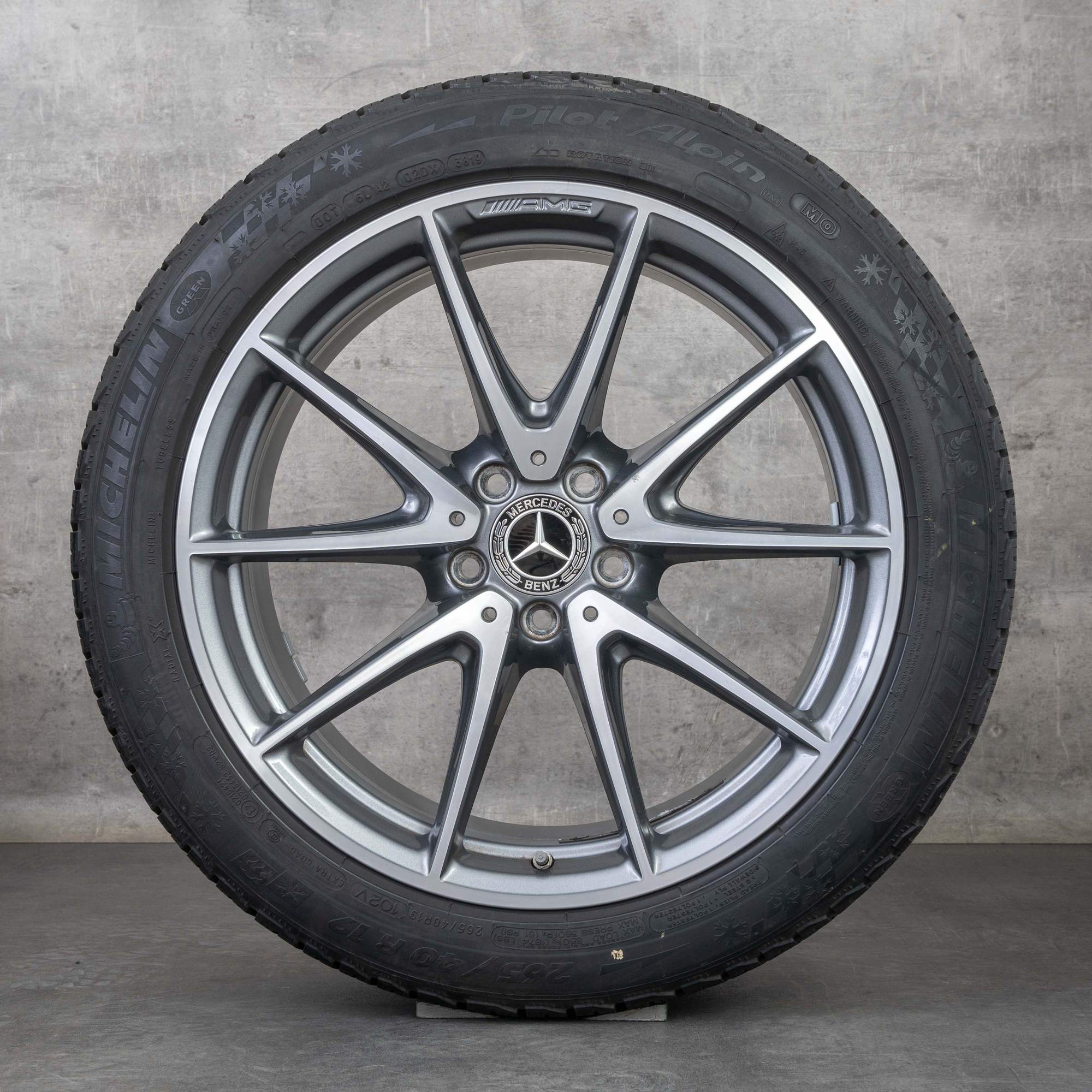 Oryginał Mercedes Benz Klasa E E63 & S AMG koła zimowe 19 cali W213 S213 felgi A2134012600 A2134014600 himalaya szary polerowane toczone