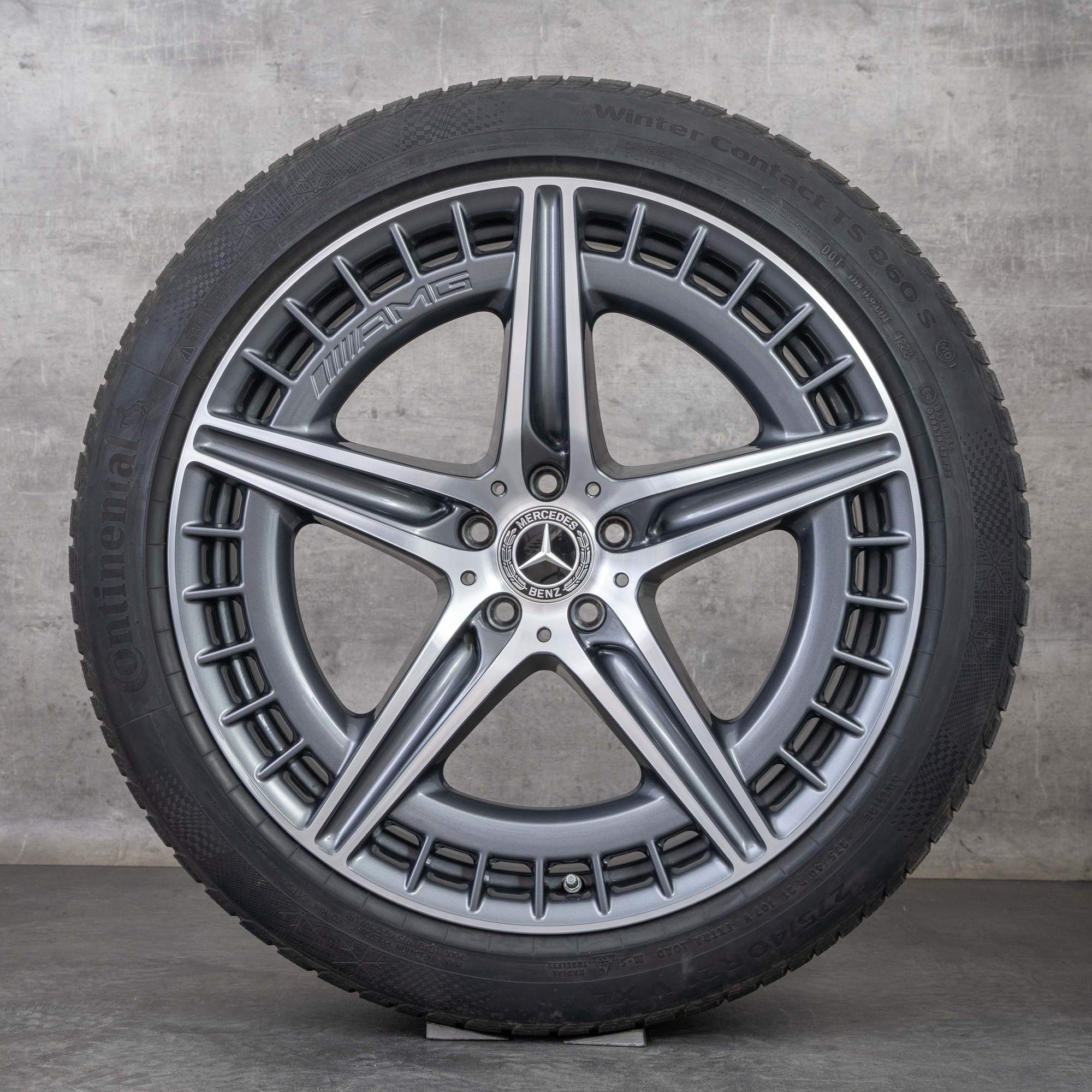 Alkuperäiset Mercedes Benz EQS 53 AMG talvirenkaat 21 tuuman V297 vanteet A2974011600 himalajanharmaa kiillotettu