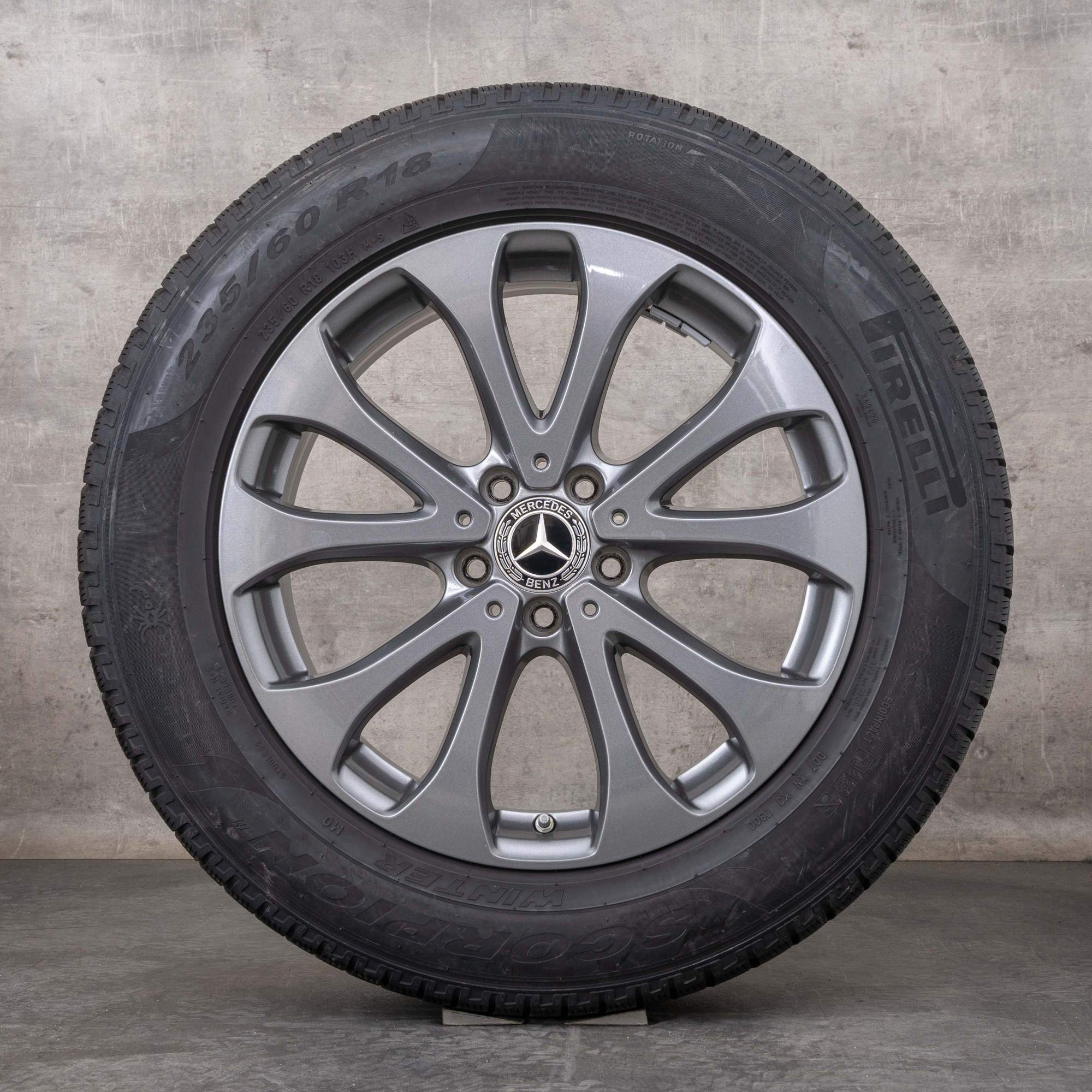 Oryginalne koła zimowe Mercedes Benz GLC 18 cali X253 C253 Felgi A2534011500 himalaya szary błyszczący