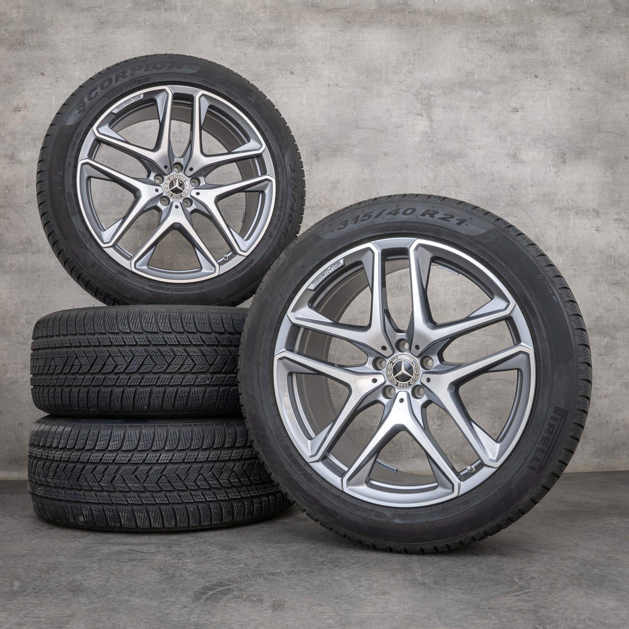 Oryginał Mercedes Benz GLE 53 63 AMG 4Matic+ Koła zimowe 21 cali X167 C167 Felgi Hybryda A1674014200 A1674014300 himalaya szary Polerowane