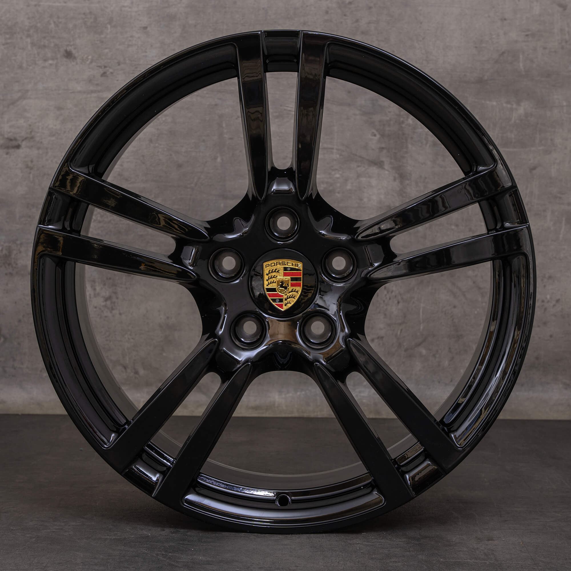 Oryginał Porsche Panamera 970 felgi 20 cali letnie koła 97036217806 97036219204 czarny błyszczący
