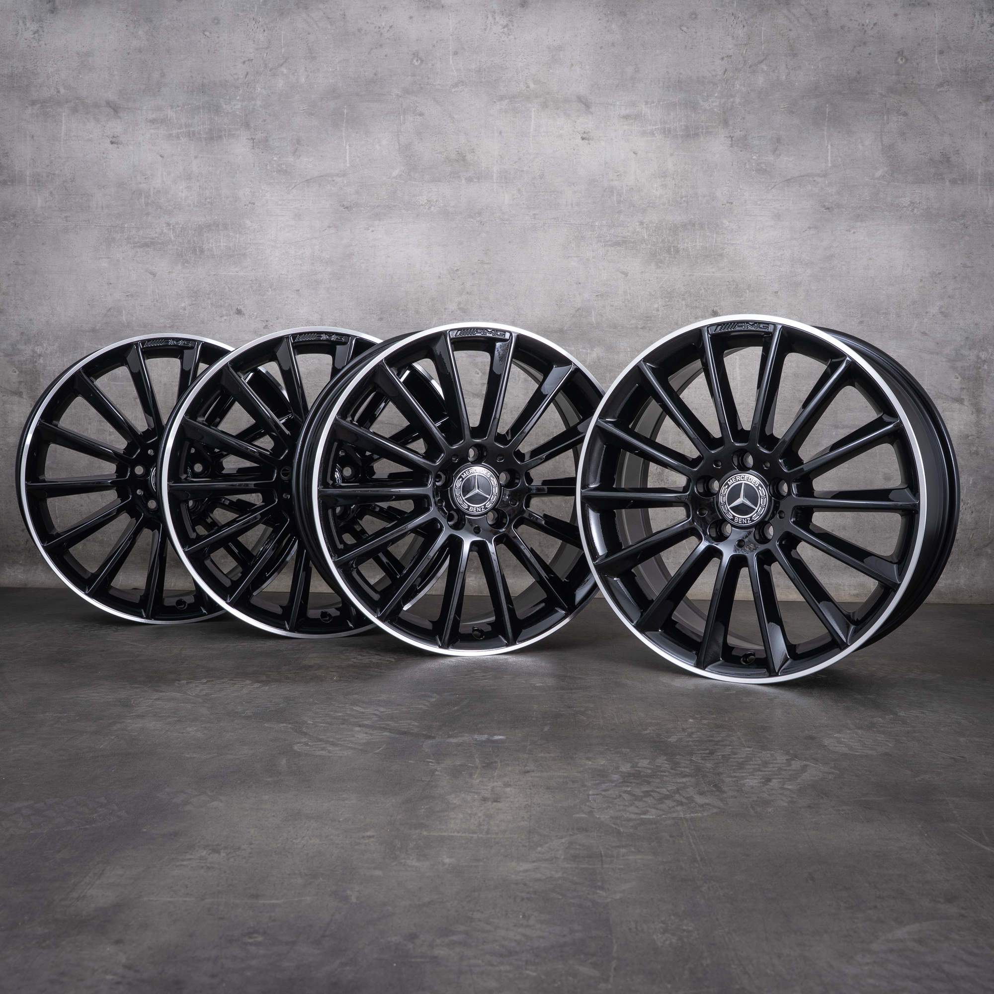 Cerchi auto originali Mercedes-Benz Classe A, B e CLA da 19 pollici W177 V177 W247 C118 X118 A1774011600, neri lucidati frontalmente, NUOVI