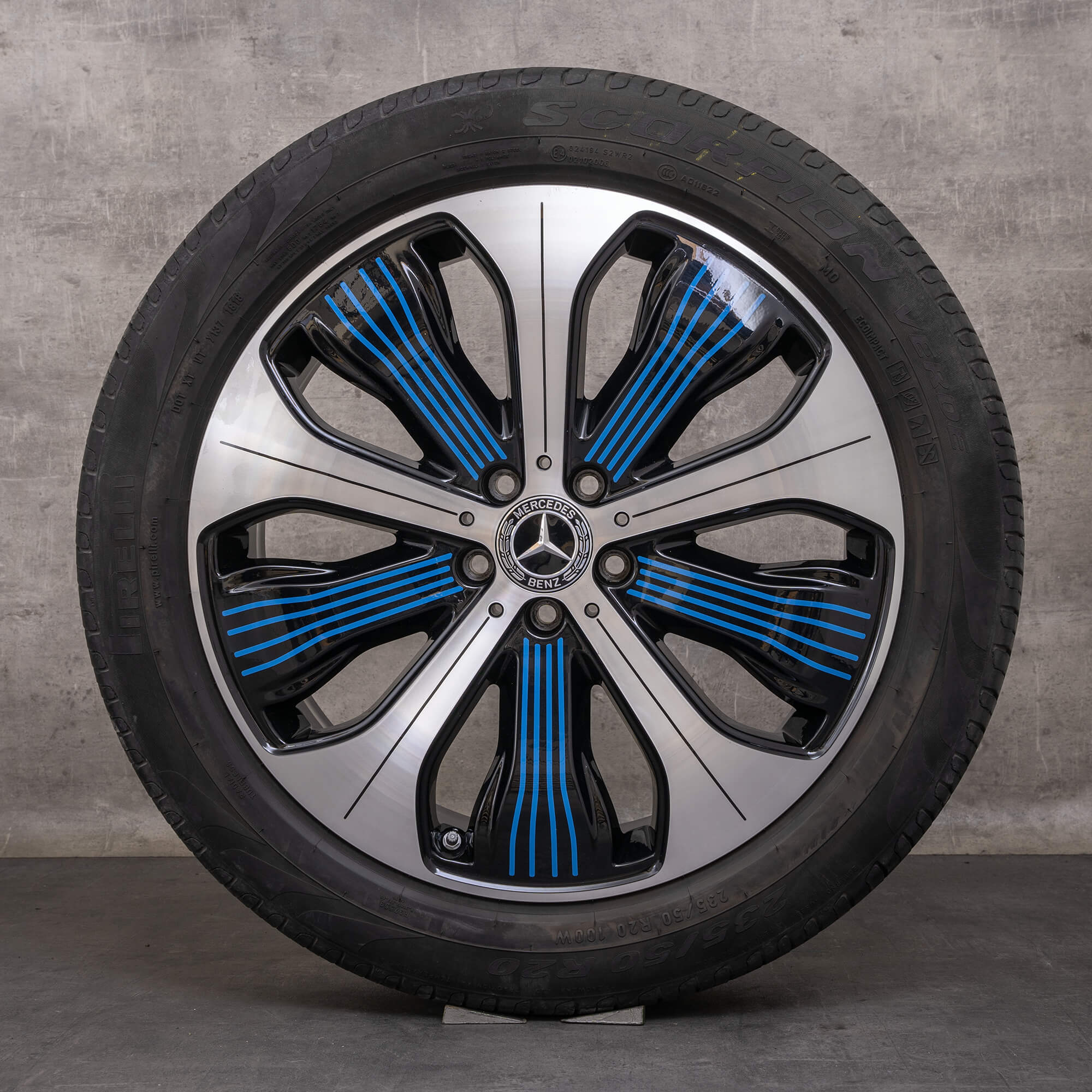 Llantas originales Mercedes Benz EQC de 20 pulgadas N293 llantas verano A2934010300 A2934010500 negro-azul brillante torneado