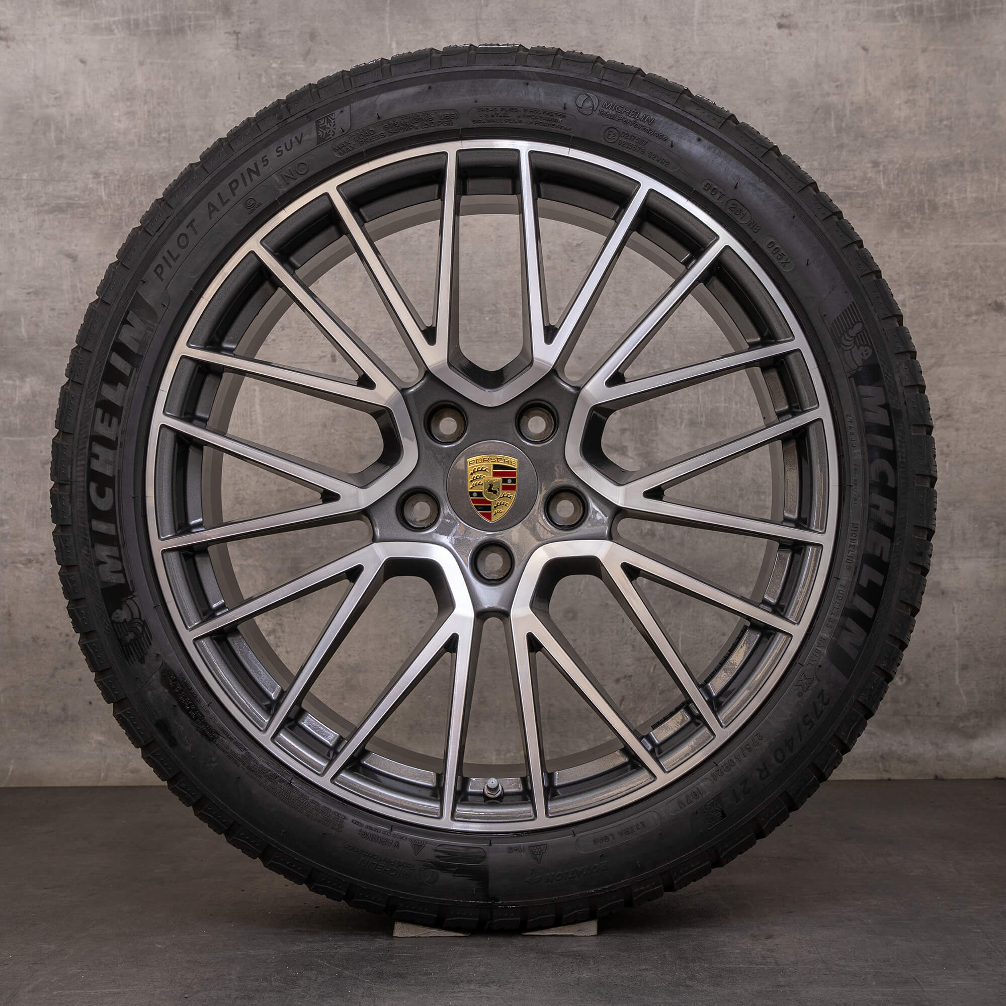 Original Porsche Cayenne Felgen 21 Zoll 9YA E3 II Sommerräder 9Y0601025BF 9Y0601025BG titan glanzgedreht