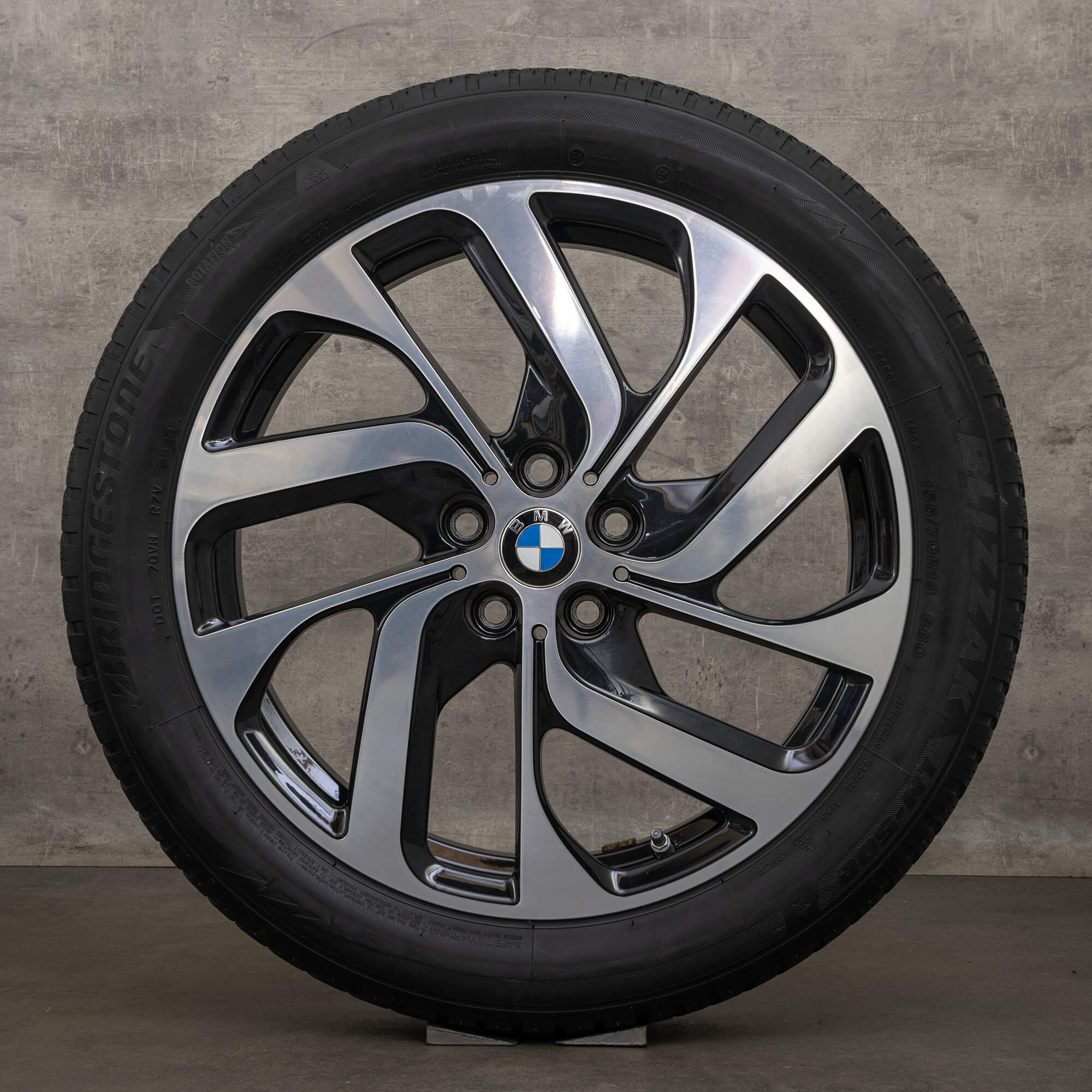 Jantes hiver d'origine BMW i3 19 pouces I01 6856894 Style 428 design turbine noir de jais brillant
