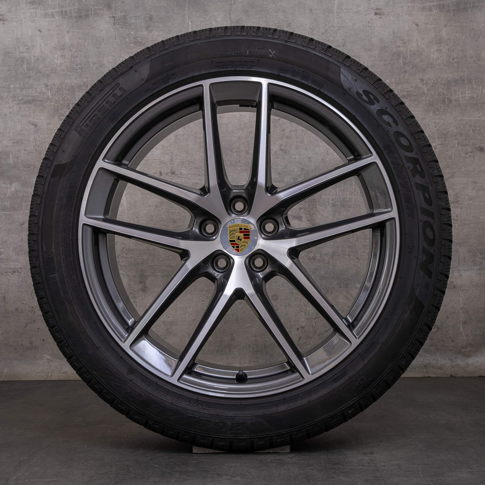 Jantes originais Porsche Macan III de verão 20 polegadas 95B601025EJ 95B601025EK titanium polido