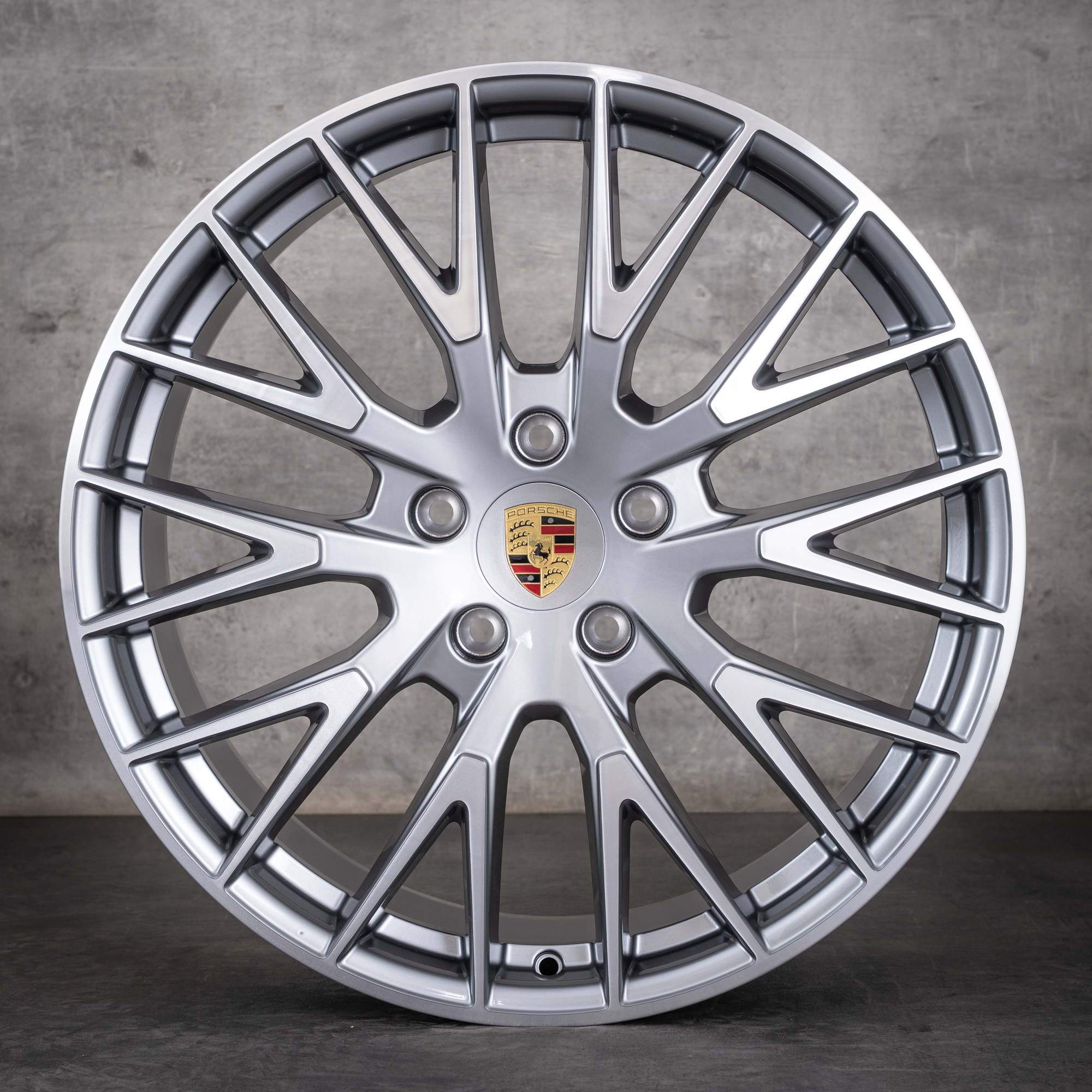 Jante originale Porsche Panamera 976 Turbo S GTS 4 4S hibrid pentru anvelope de vară, 21 inch, 976044660H, argintiu platină, diamantate, NOI