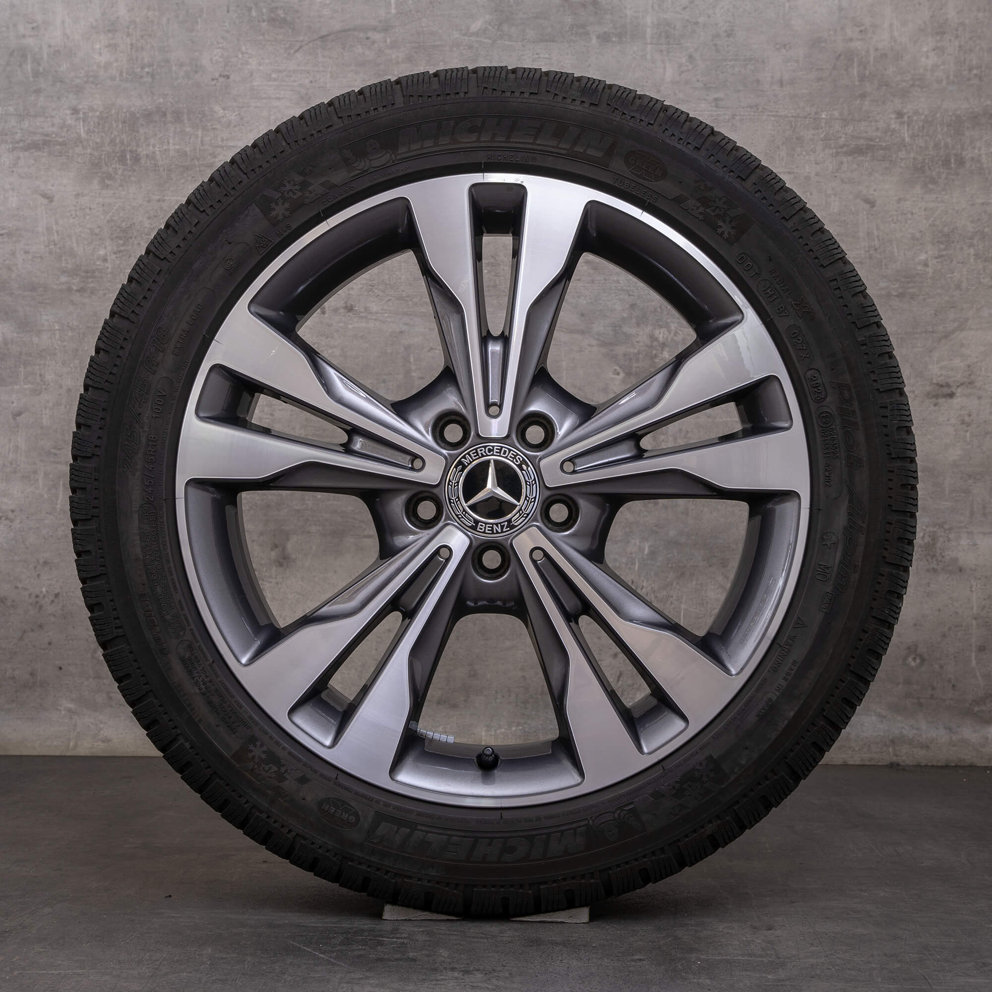 OEM Mercedes Benz V-Class snow tire packages 18 inch W447 Vito Viano Rims A4474014400 himalaya grey glossy turned