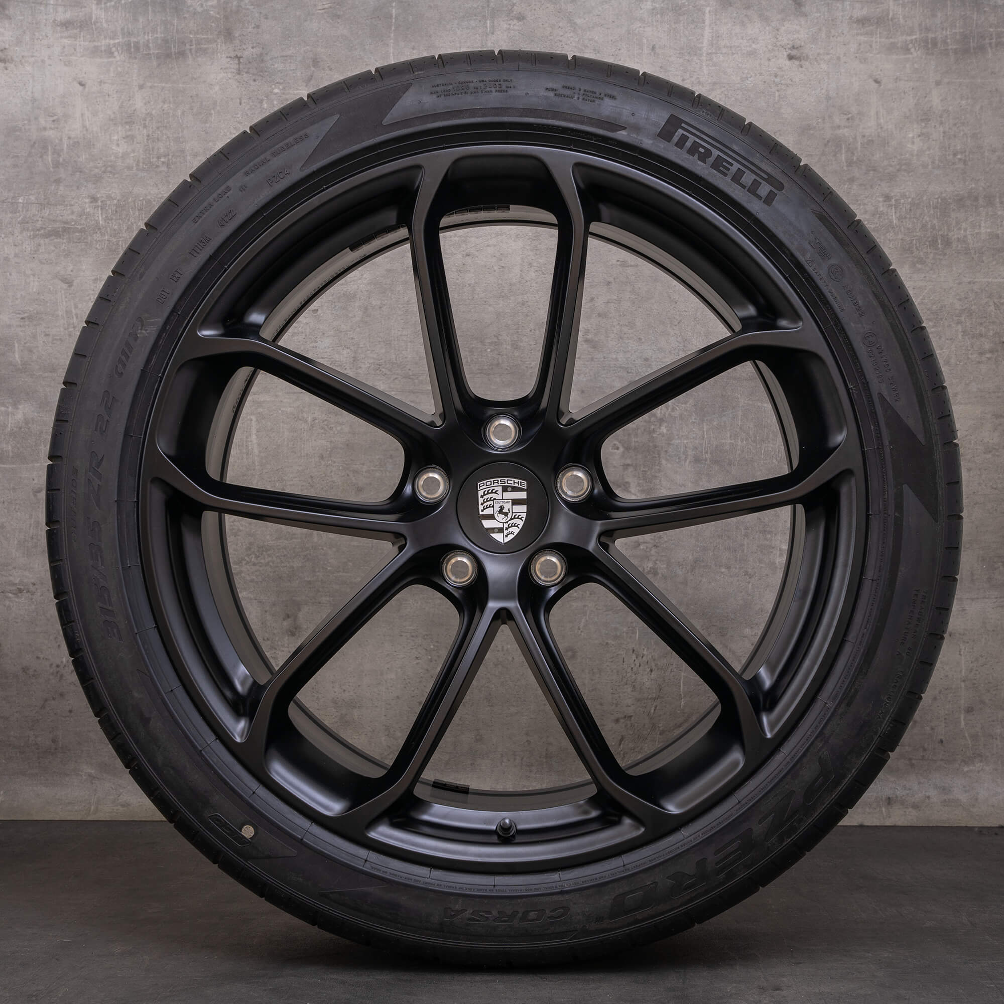Original Porsche Cayenne Coupe E3 II 22 Zoll Sommerräder 9Y3 GT Felgen Black Satin 9Y3601025CC NEU