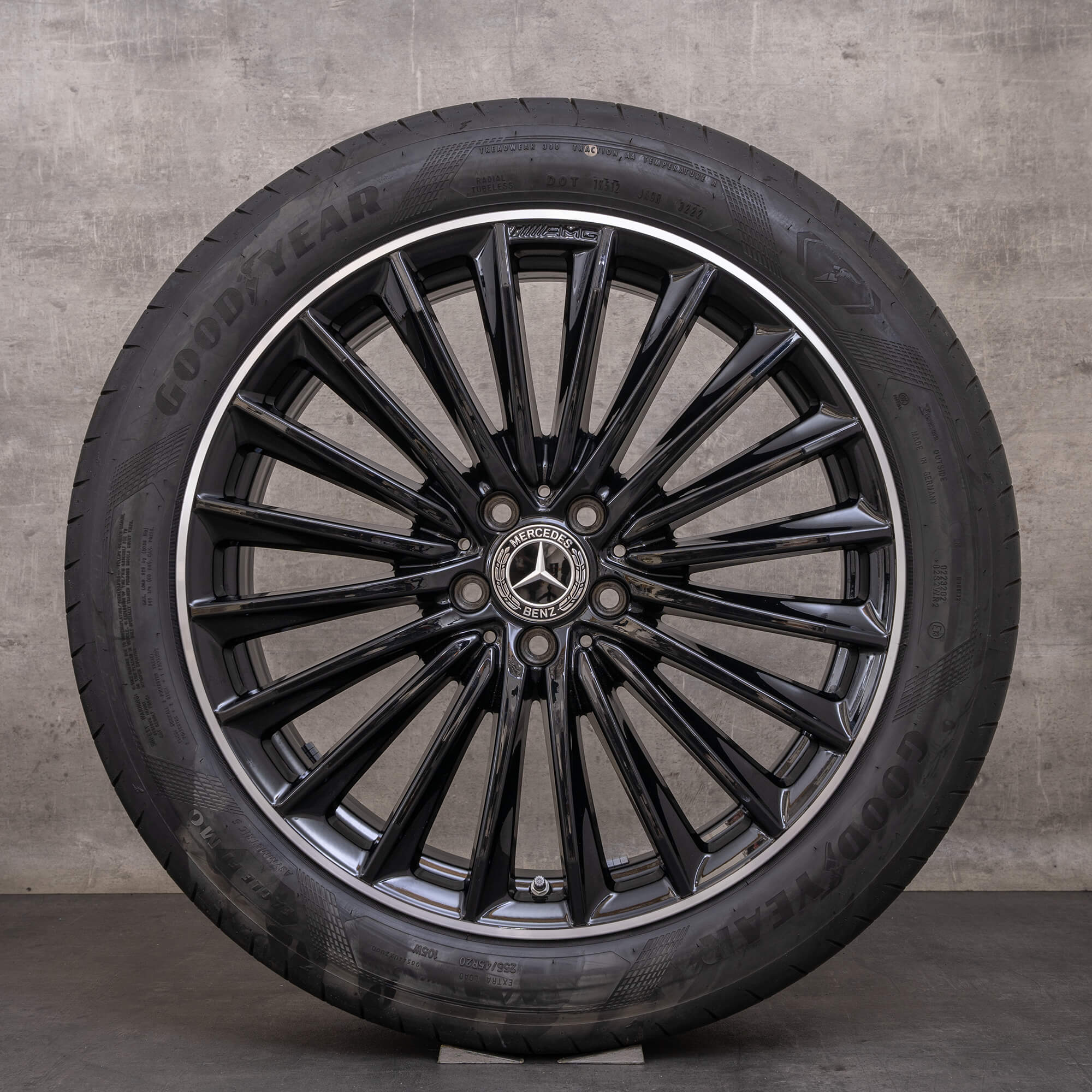 Jantes genuínas Mercedes Benz GLC AMG de 20 polegadas X254 C254 rodas verão A2544010800 pretas alto brilho torneadas