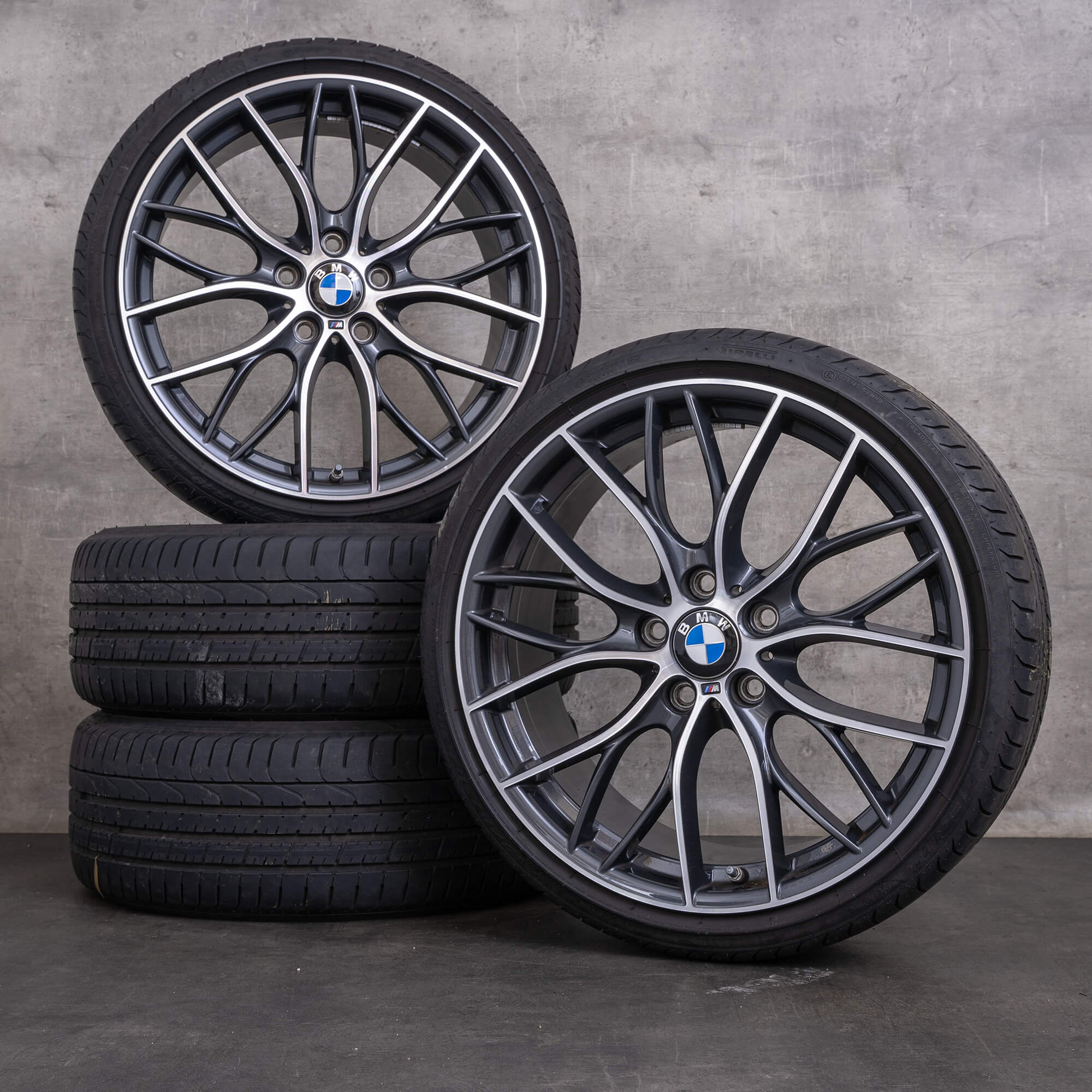 Original BMW Felgen 19 Zoll 1er F20 F21 2er F22 F23 Sommerräder Styling 405 M 6796220 6796221 schwarz hochglanz glanzgedreht