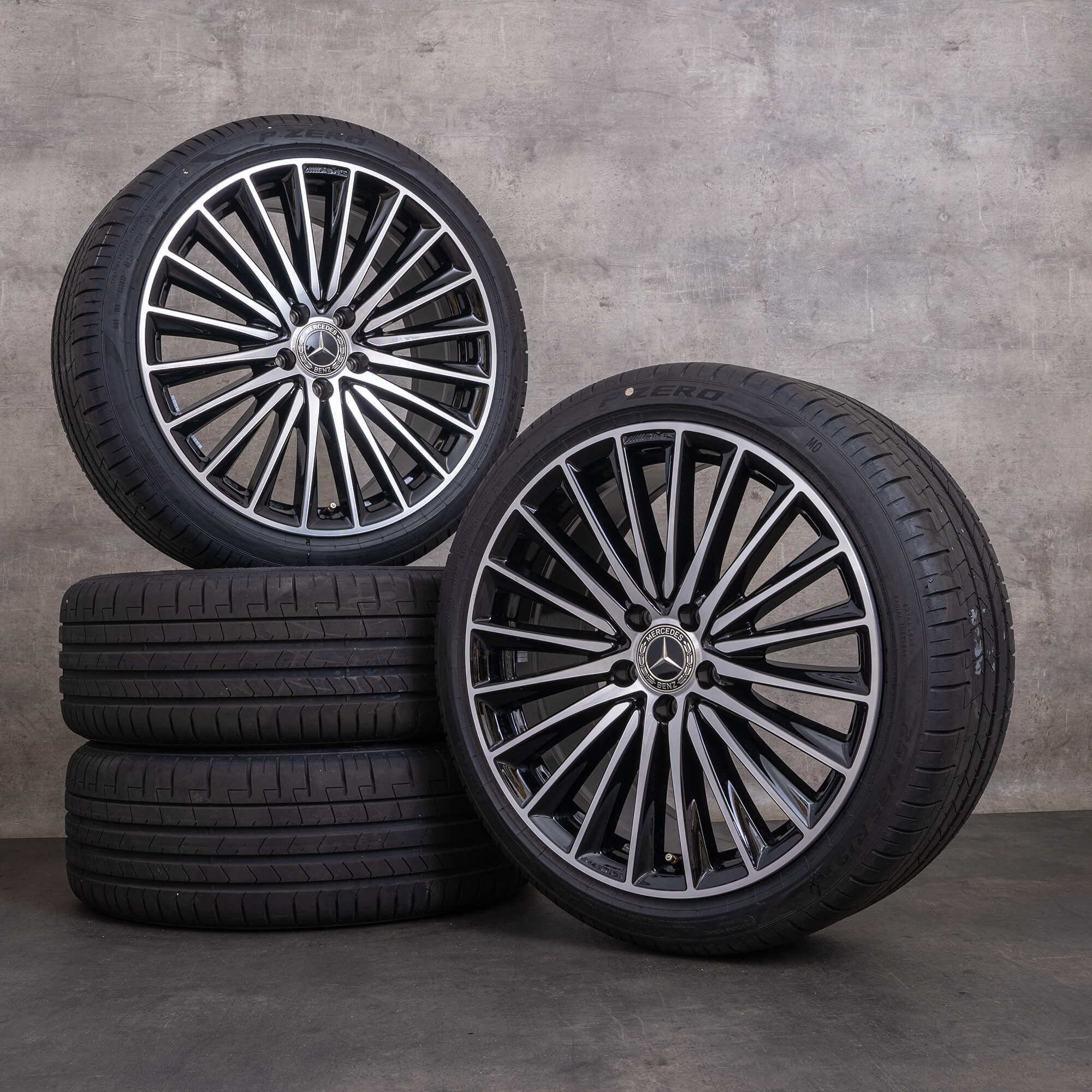 Oem Mercedes Benz Classe C AMG Jantes 19 pouces W206 S206 roues été A2064011900 A2064012000 noir brillant