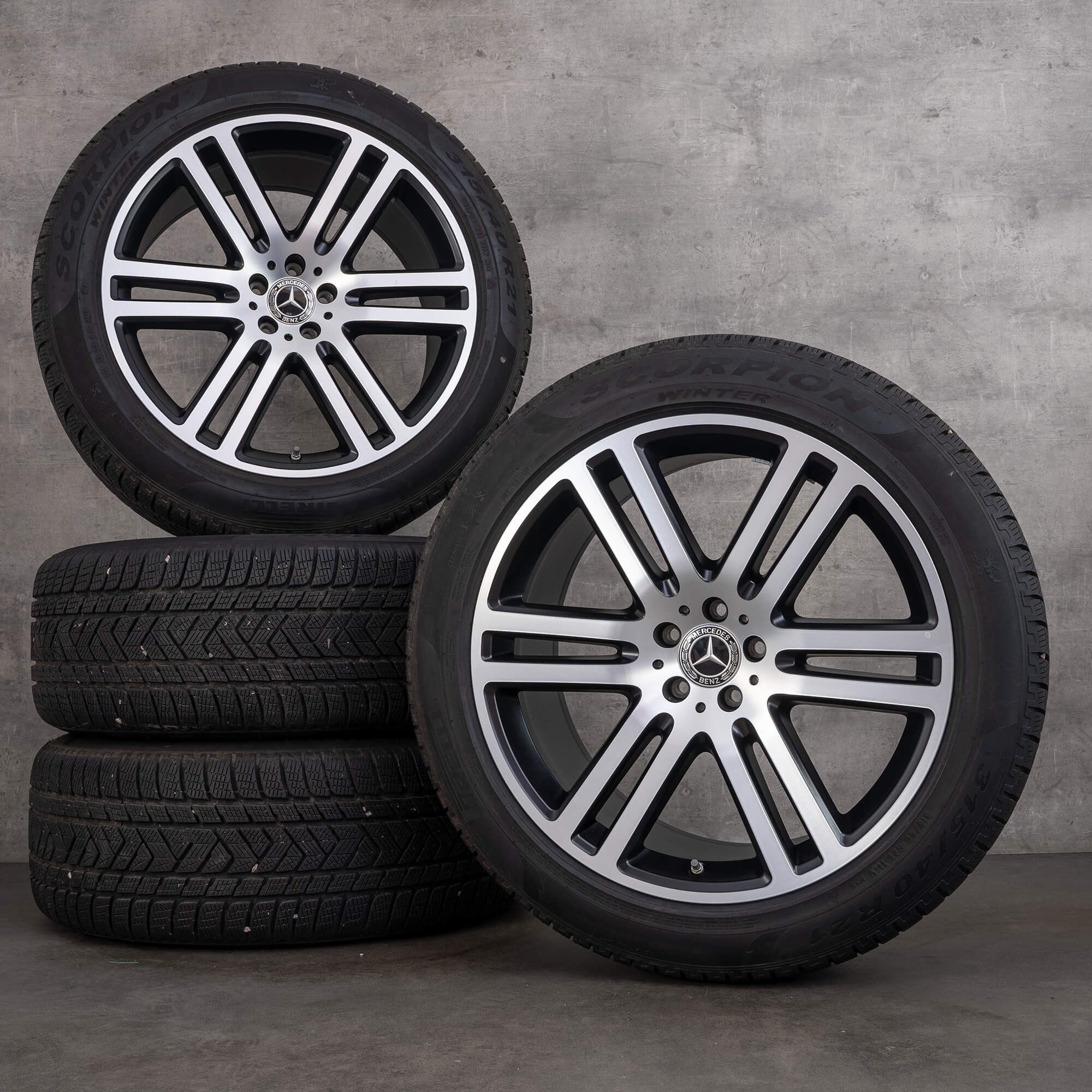 Originele Mercedes Benz GLE winterwielen 21 inch SUV V167 W167 velgen A1674012600 A1674012800 zwart mat glanzend gedraaid